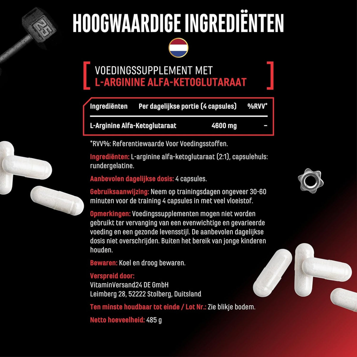 AAKG Ultra Caps 1150mg | 365 gélules | German Elite Nutrition
