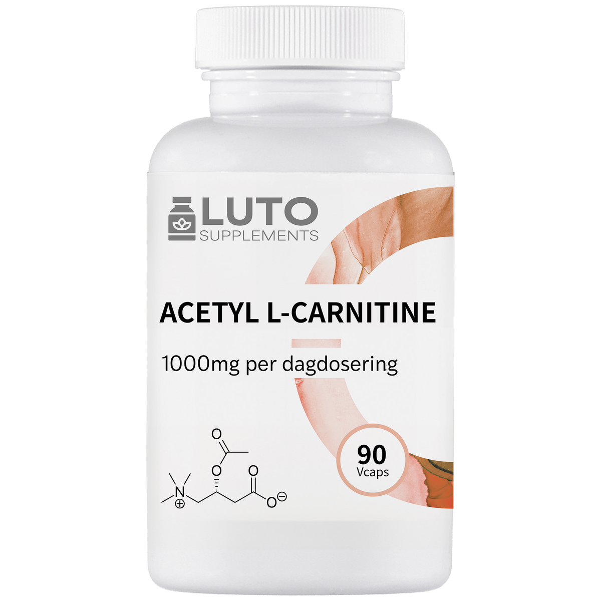 LUTO Supplements Acétyl-L-carnitine pot de 90 gélules végétariennes - 1000 mg par dose journalière