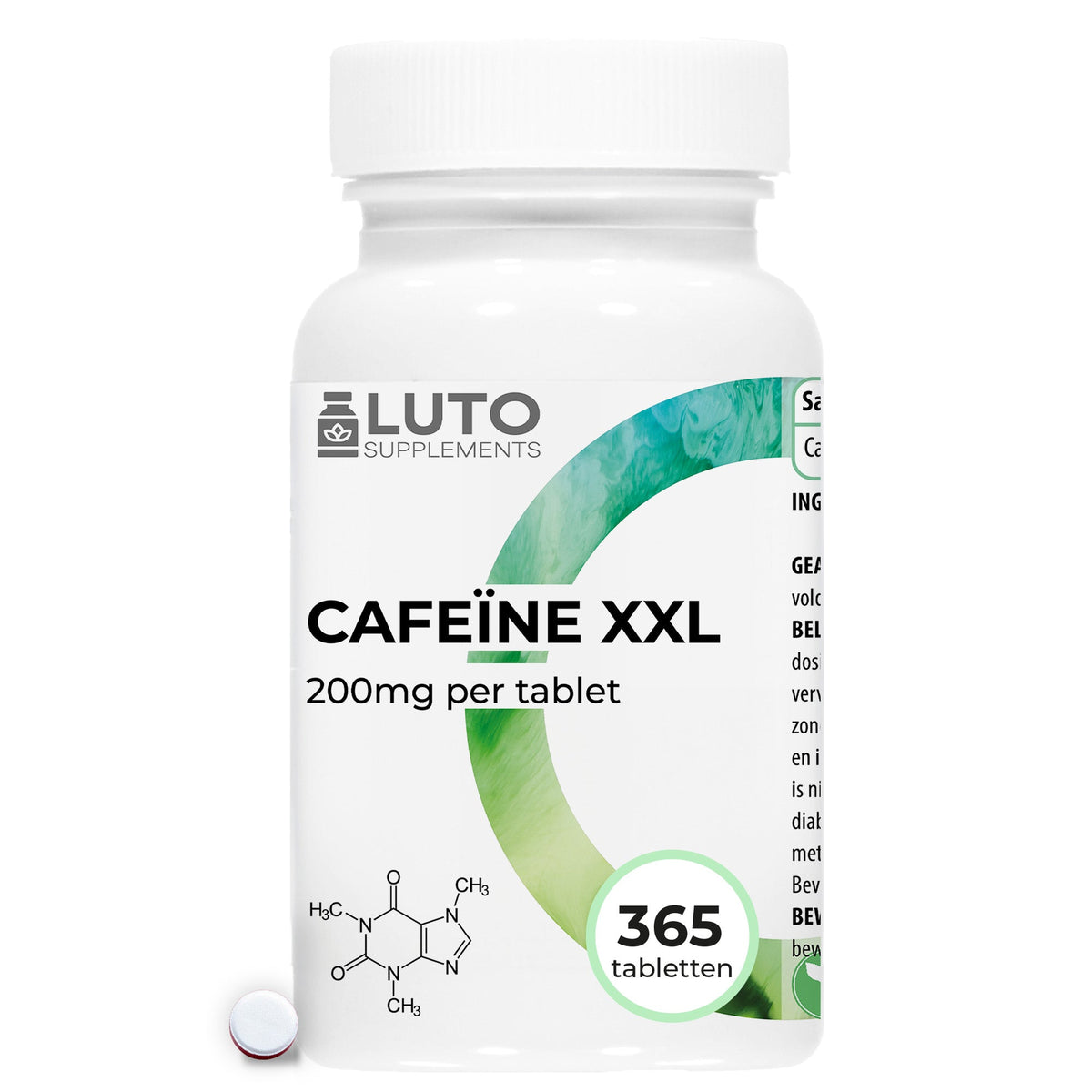 LUTO Supplements Caféine XXL pot de 365 comprimés - 200 mg de caféine anhydre par comprimé | à acheter en France