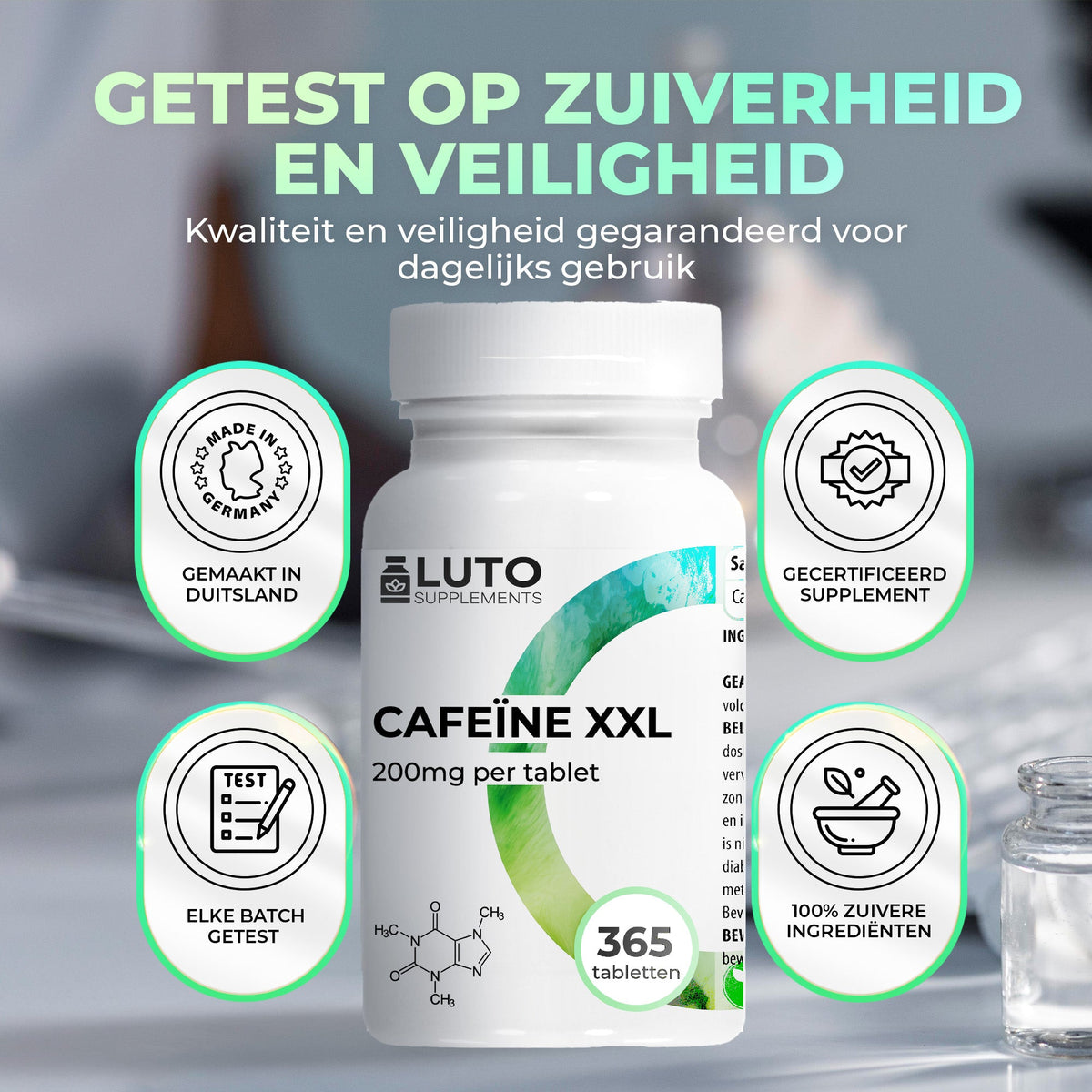 LUTO Caféine XXL testée pour la pureté et la sécurité - fabriquée en Allemagne, chaque lot contrôlé