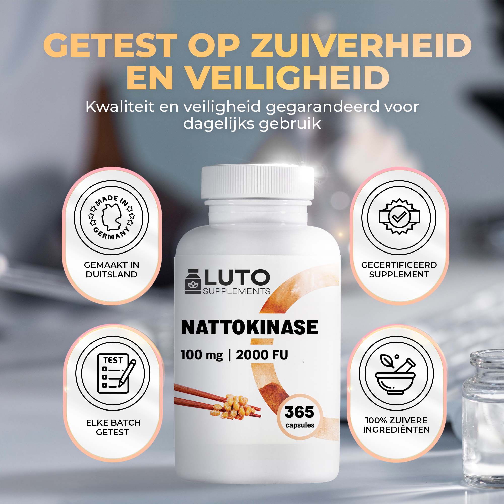 LUTO Nattokinase testée pour la pureté et la sécurité - chaque lot testé, complément certifié