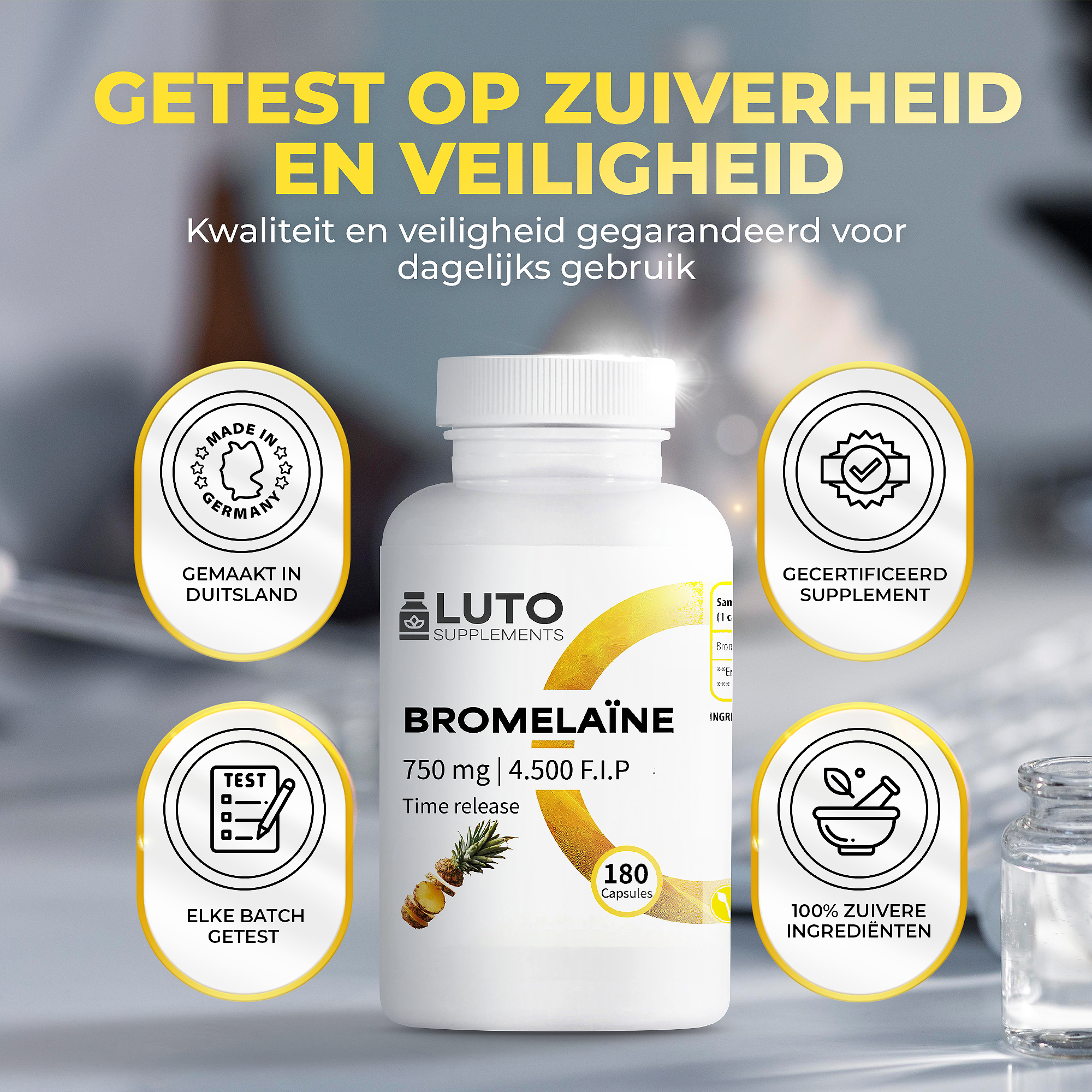 LUTO bromélaïne, chaque lot contrôlé pour la pureté et l'activité enzymatique