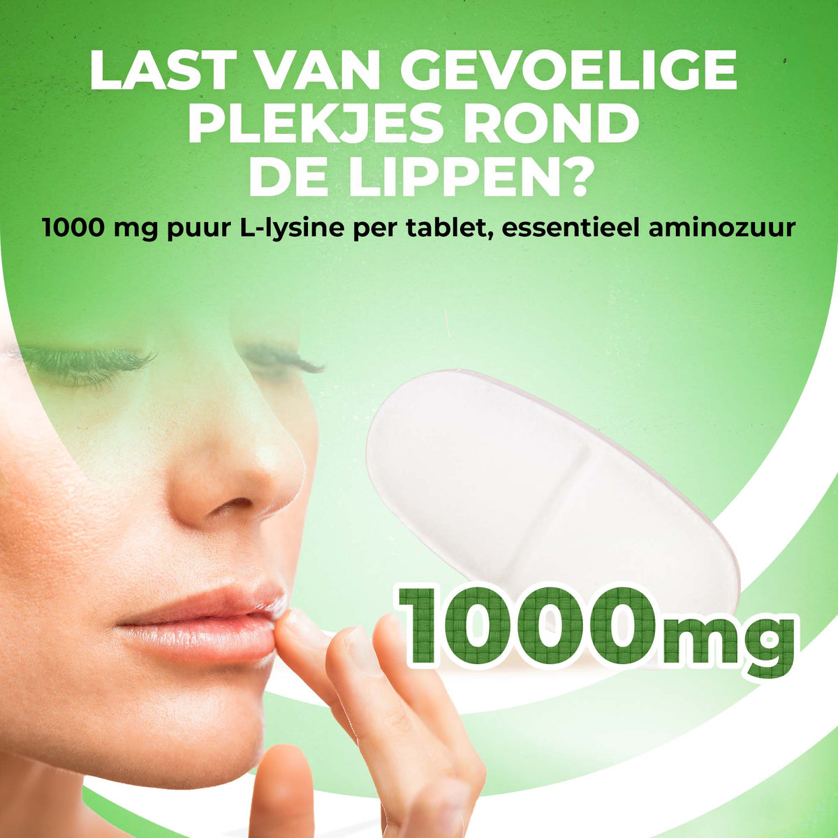 Comprimé de L-Lysine avec 1000 mg de L-lysine HCL, complément d'acide aminé fortement dosé