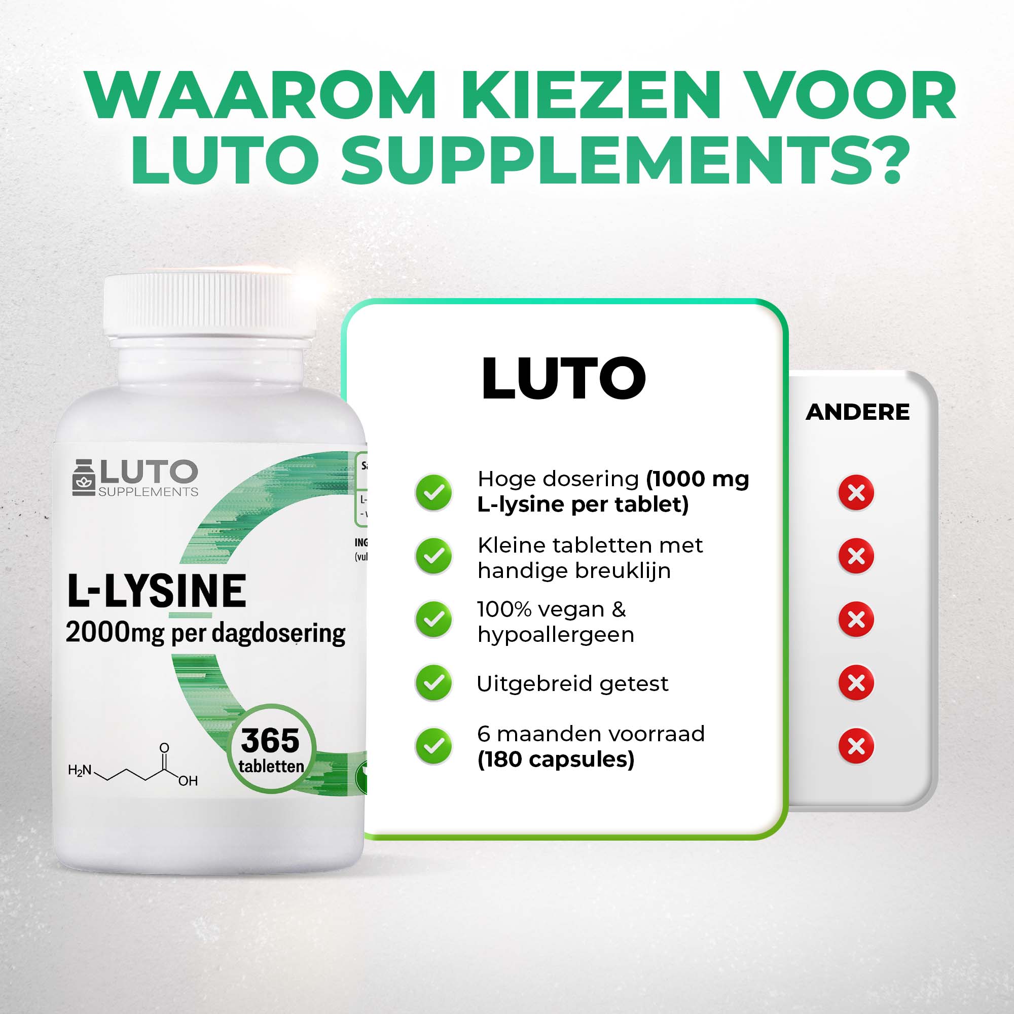 Petits comprimés de L-Lysine avec rainure de partage, faciles à prendre avec de l'eau