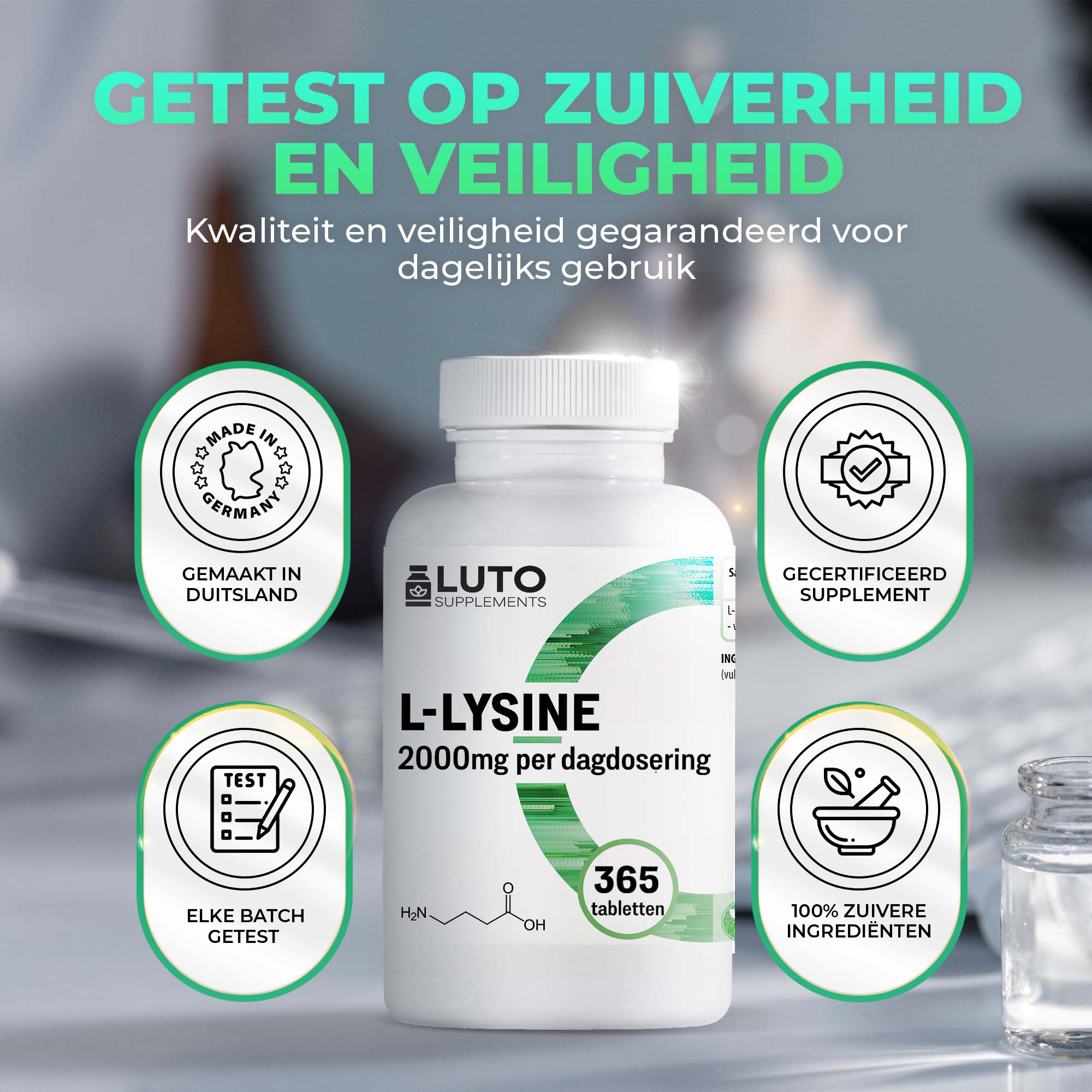 L-Lysine de LUTO Supplements, fabriquée en Allemagne et contrôlée pour la qualité