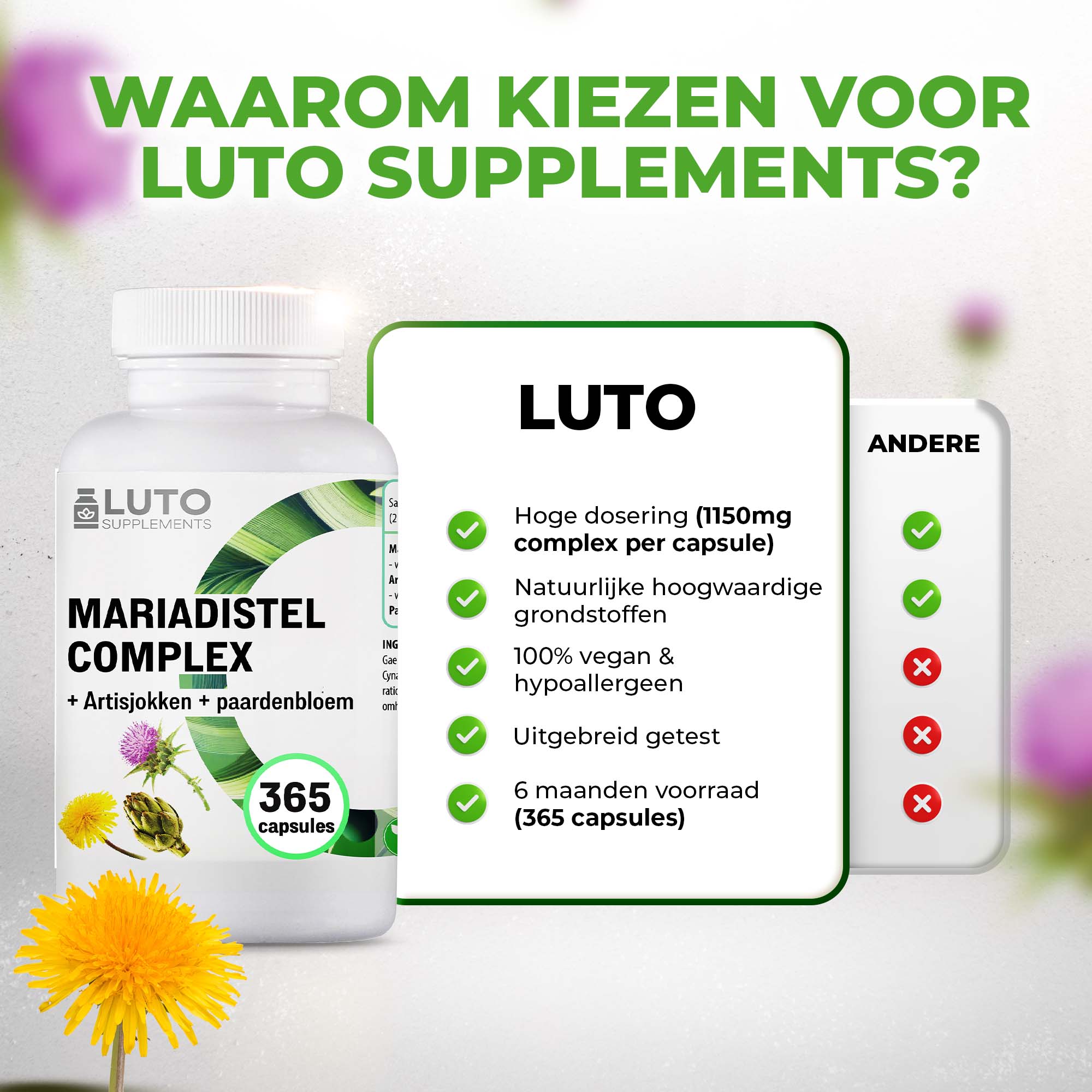 Pourquoi choisir le LUTO Chardon-Marie Complexe - 1150 mg de complexe par gélule et 6 mois de réserve