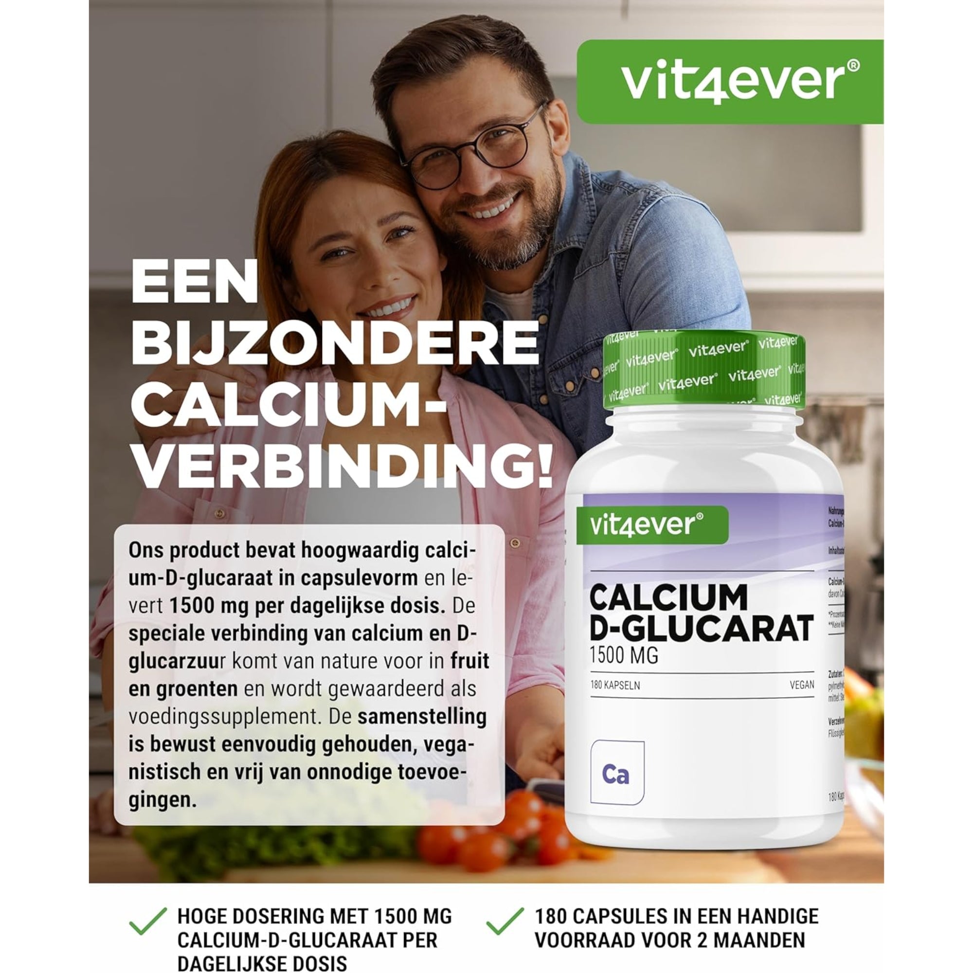 Calcium D-Glucarate 1500mg | 180 Gélules | Vit4ever
