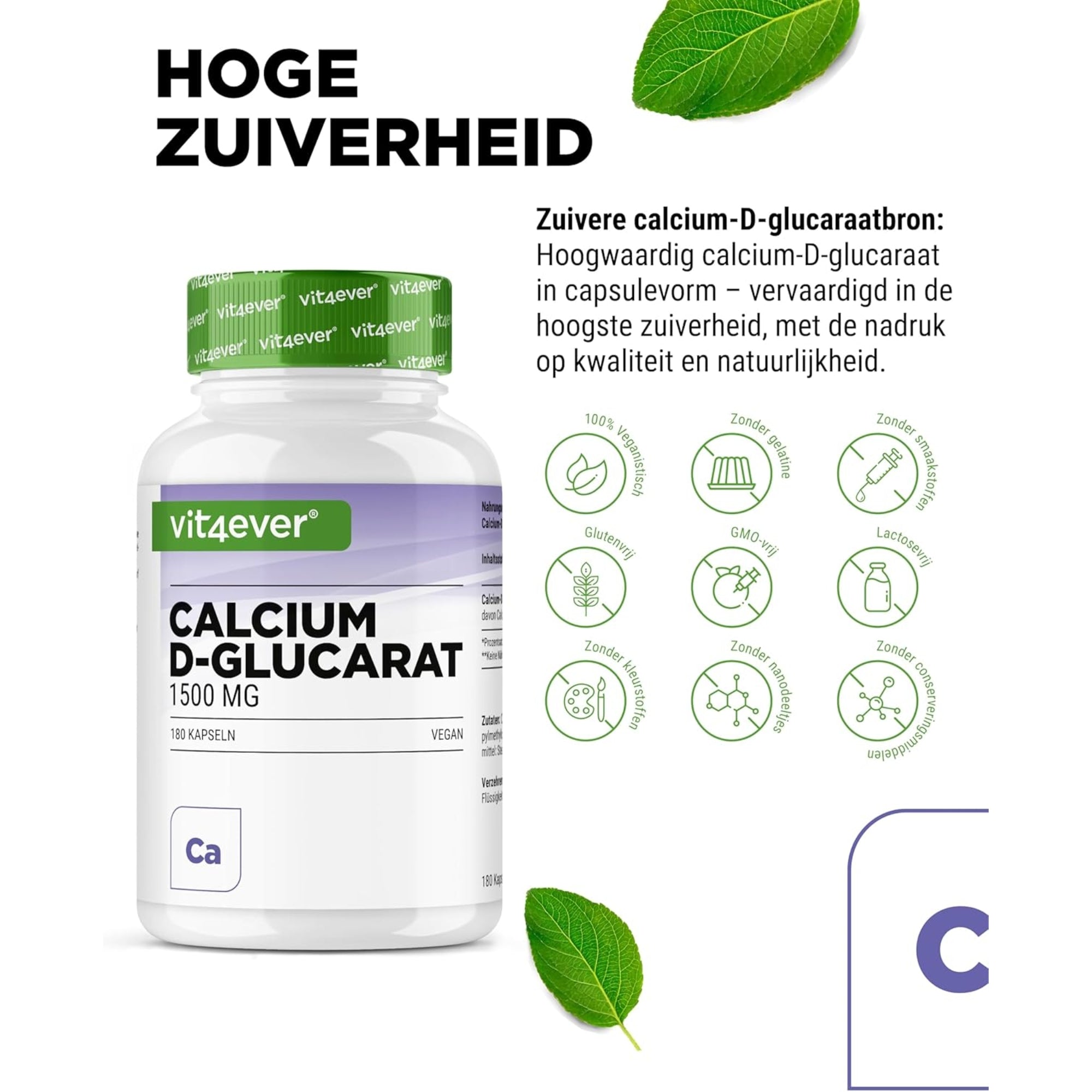 Calcium D-Glucarate 1500mg | 180 Gélules | Vit4ever