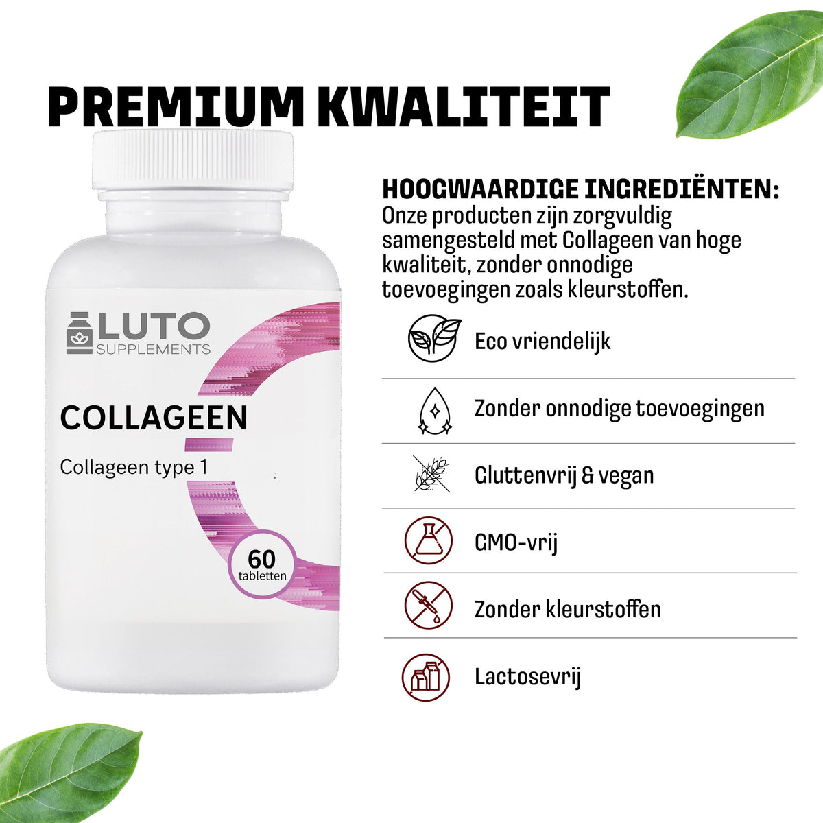 LUTO Collagène Type 1 qualité premium - complément vegan-friendly sans OGM et sans lactose