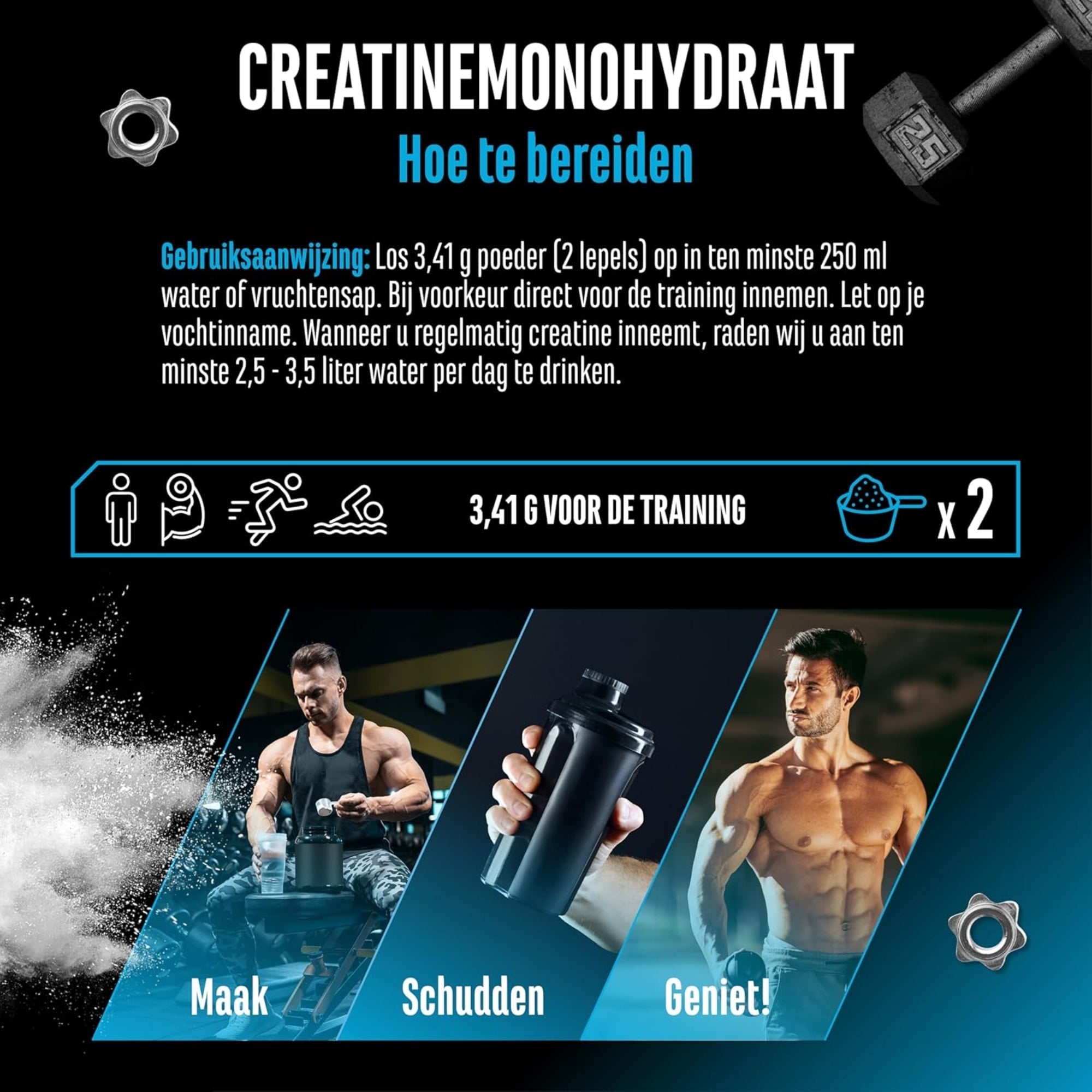 Créatine Monohydrate 1 kg GEN étiquette