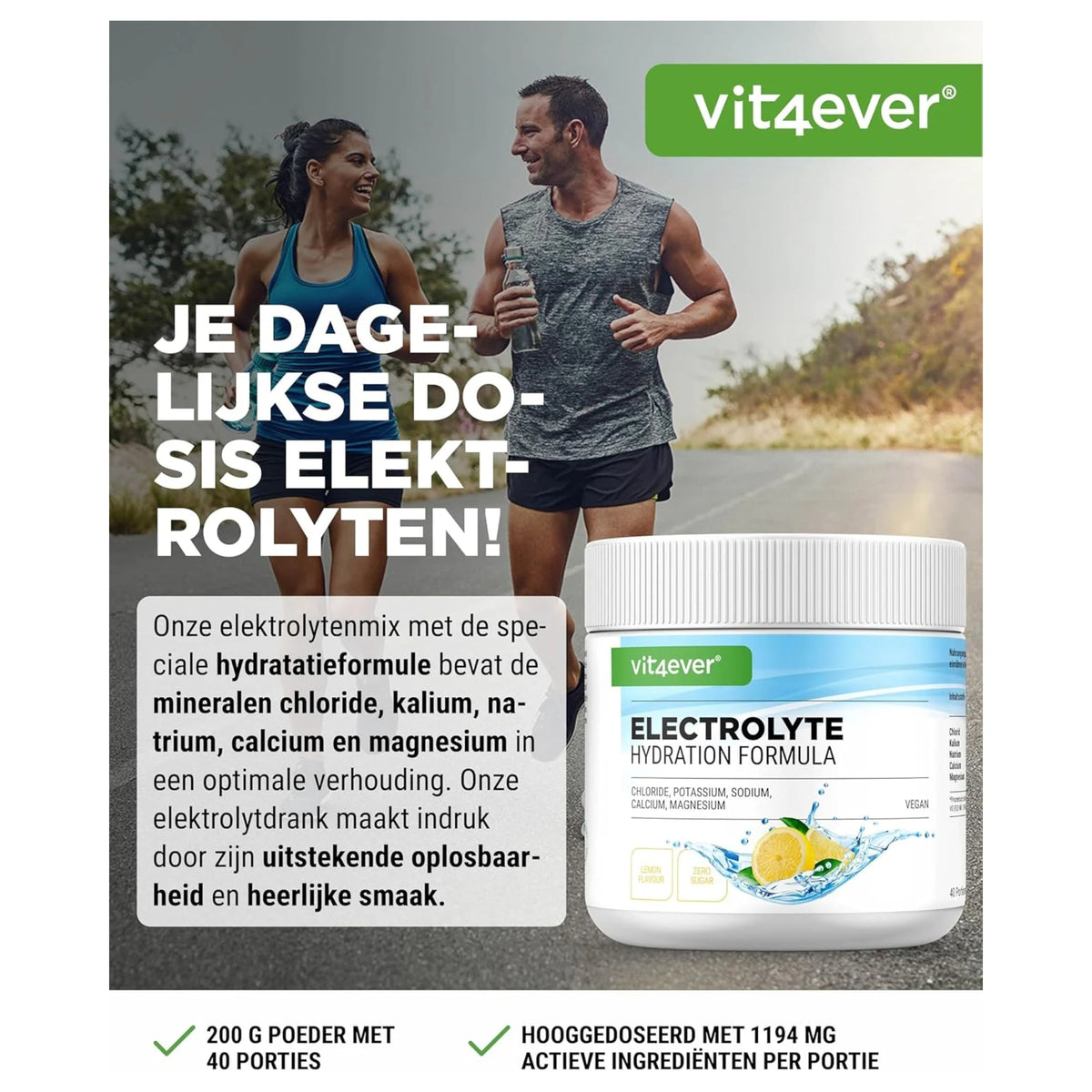 Poudre d'hydratation aux électrolytes description du produit vit4ever