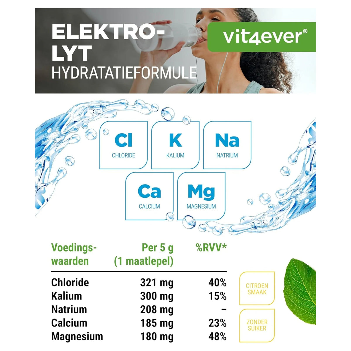 Poudre d'hydratation aux électrolytes valeur nutritionnelle vit4ever