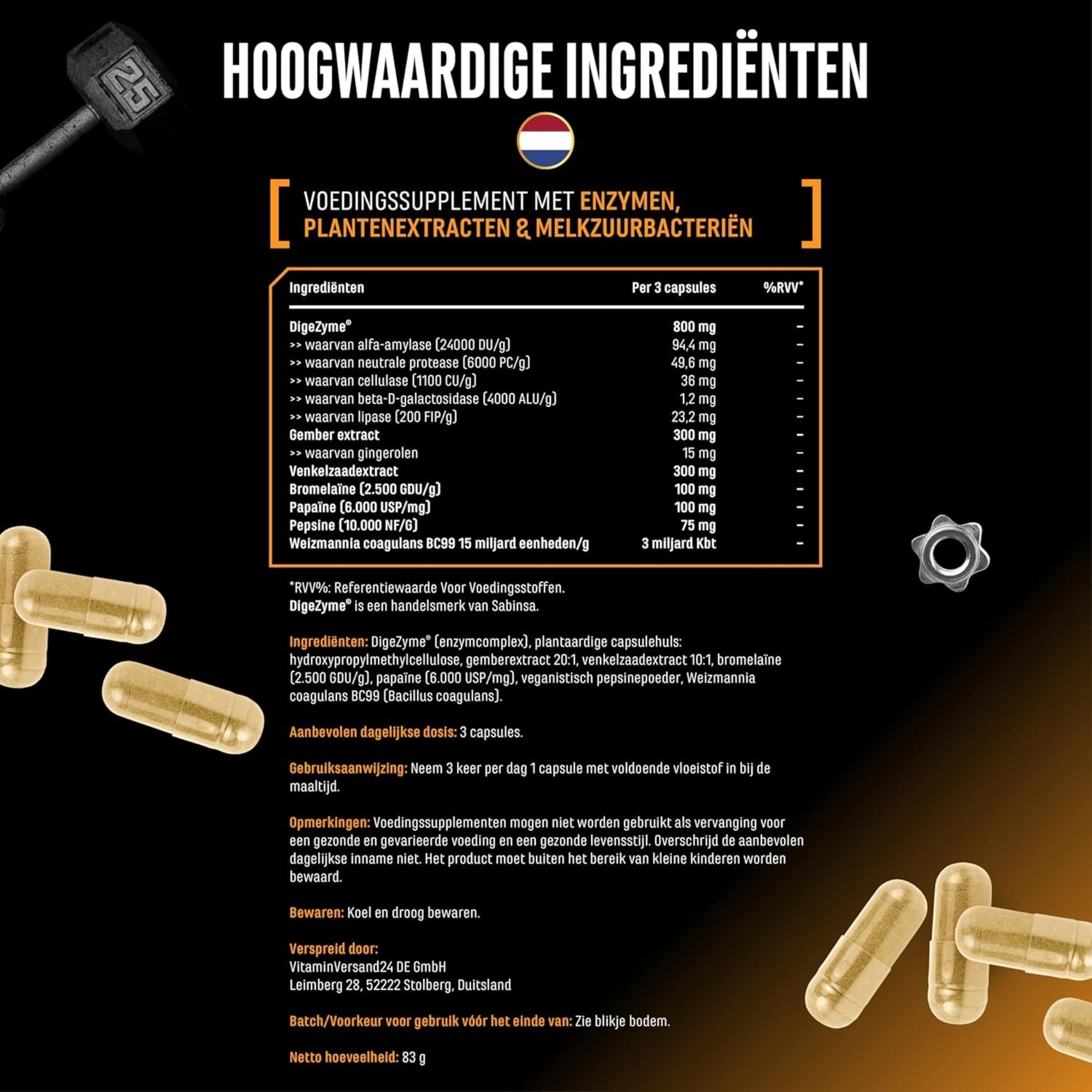 Complexe Enzymatique (DigeZyme®, probiotiques & extraits de plantes) | 120 gélules | German Elite Nutrition
