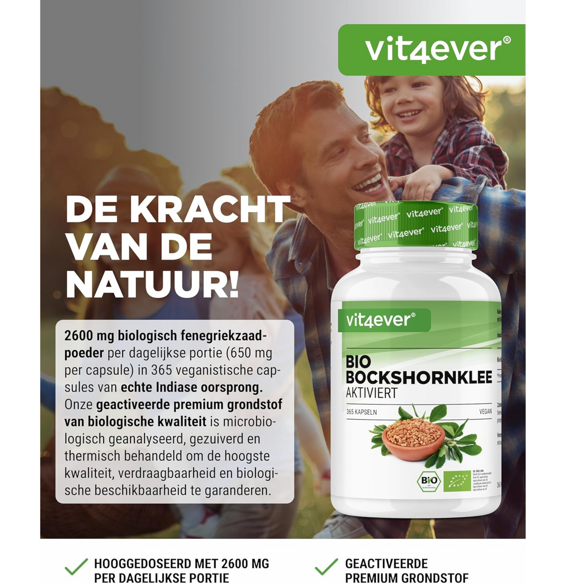 Vit4ever Fenugrec Bio 2600 mg - complément à base de plantes sans ajouts inutiles