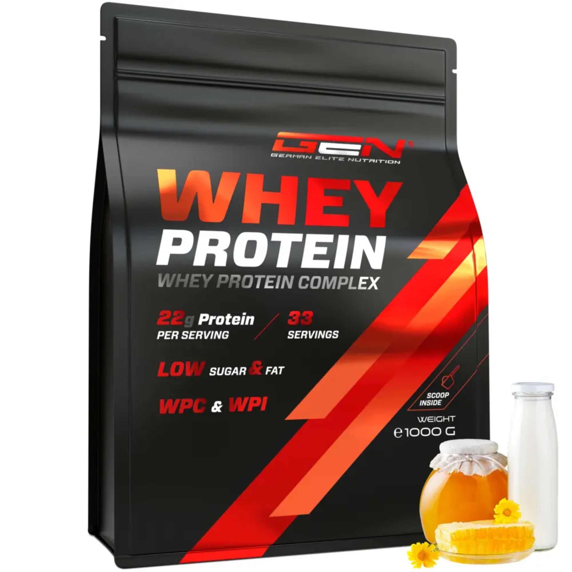 Whey Protein Complex de German Elite Nutrition, saveur lait et miel