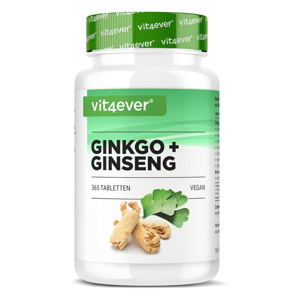 Vit4ever Ginkgo + Ginseng Extrait 50:1 365 comprimés - complément à base de plantes | acheter en France