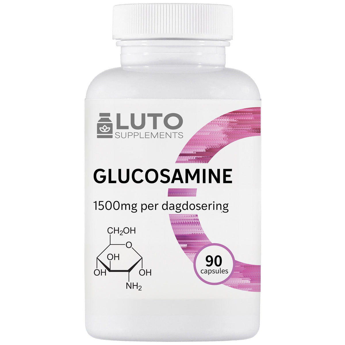 LUTO Supplements Glucosamine pot de 90 gélules - 1500 mg de glucosamine par dose journalière