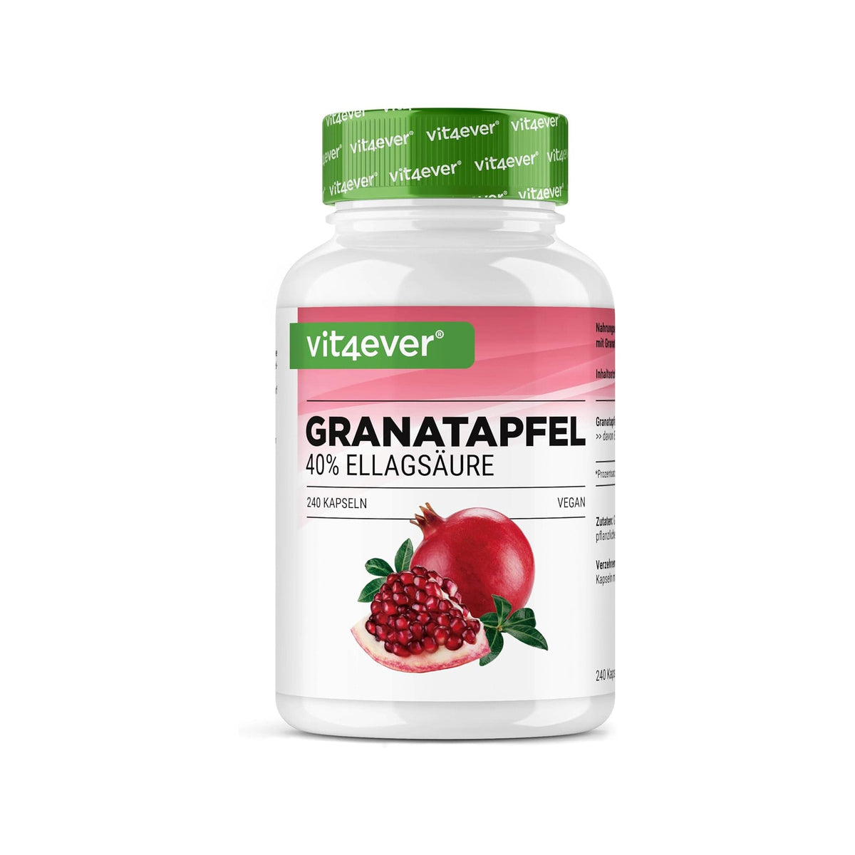 Flacon de complément Vit4ever Extrait de Grenade - 240 gélules, 40 % d'acide ellagique
