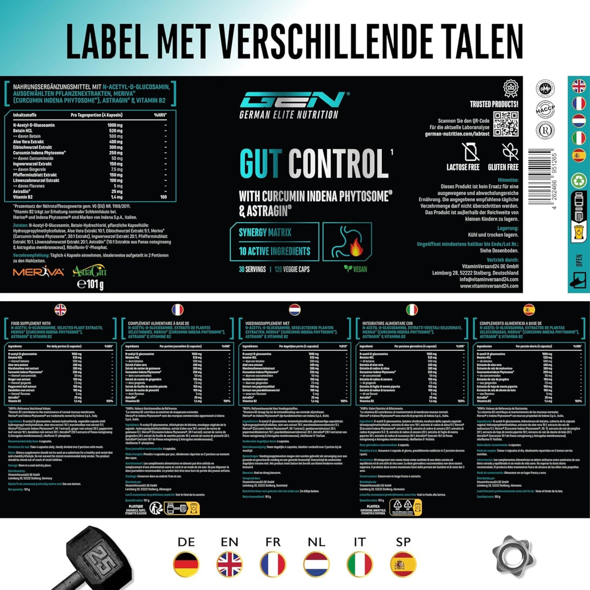Gut Control (Équilibre Intestinal) | 120 gélules | German Elite Nutrition