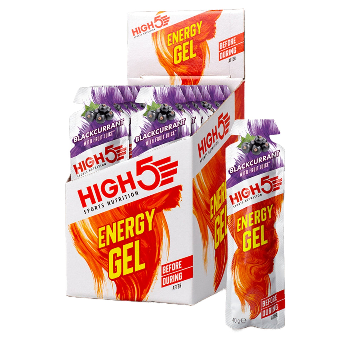 HIGH5 Energy Gel Blackcurrant | 20 x 40 g | 23 g de glucides par gel