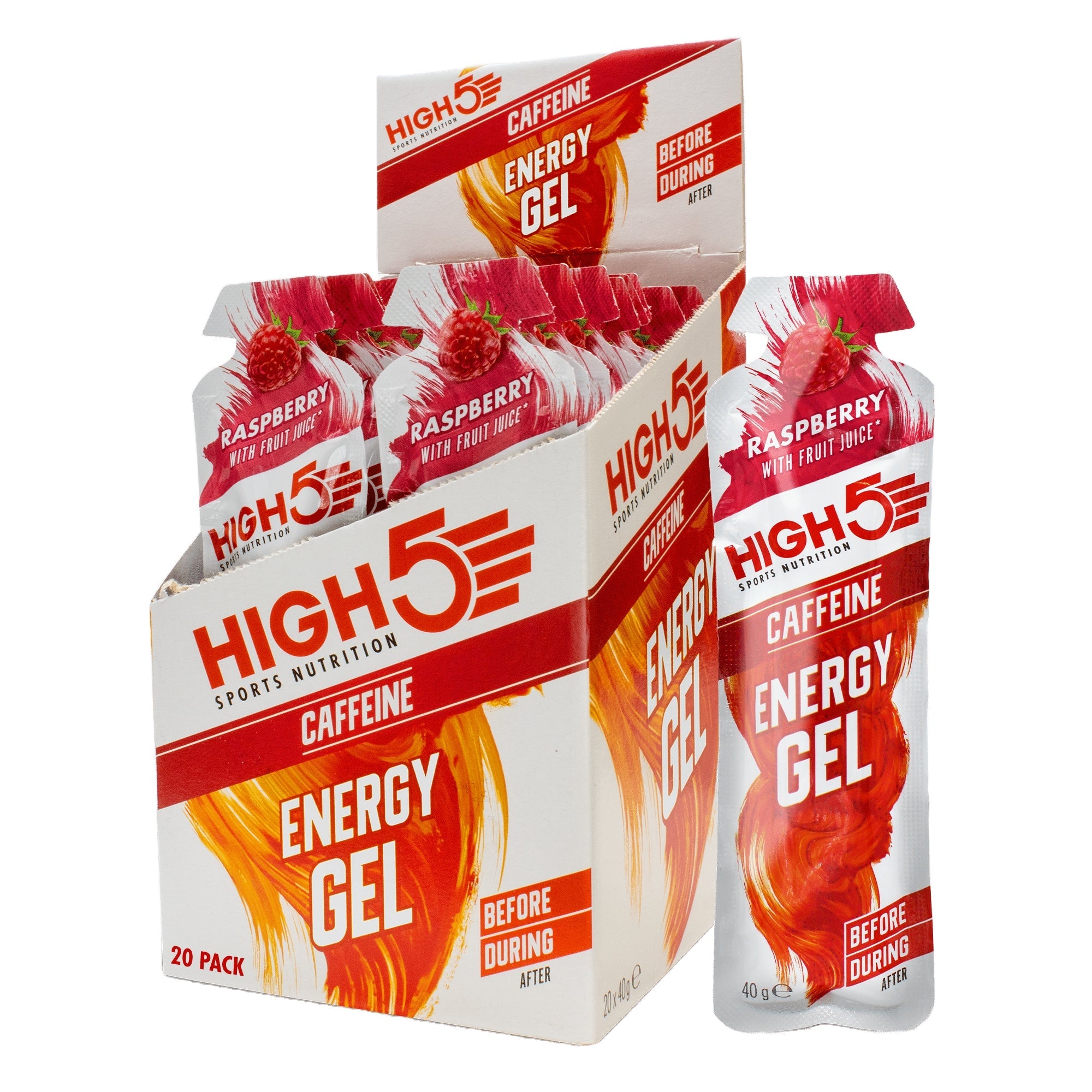 High5 Energy Gel Caffeine Raspberry | 30 mg de caféine