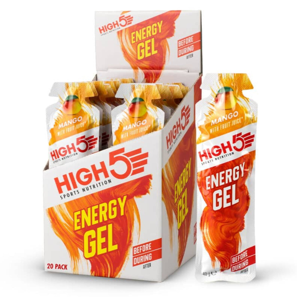 HIGH5 Energy Gel Mango | 20 x 40 g | 23 g de glucides par gel