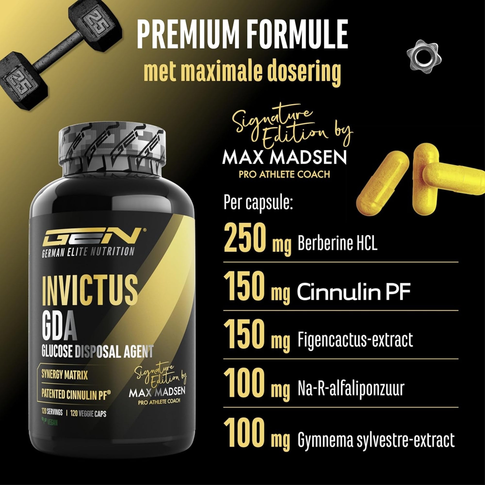 Invictus GDA (Formule Glucose) | 120 gélules | German Elite Nutrition