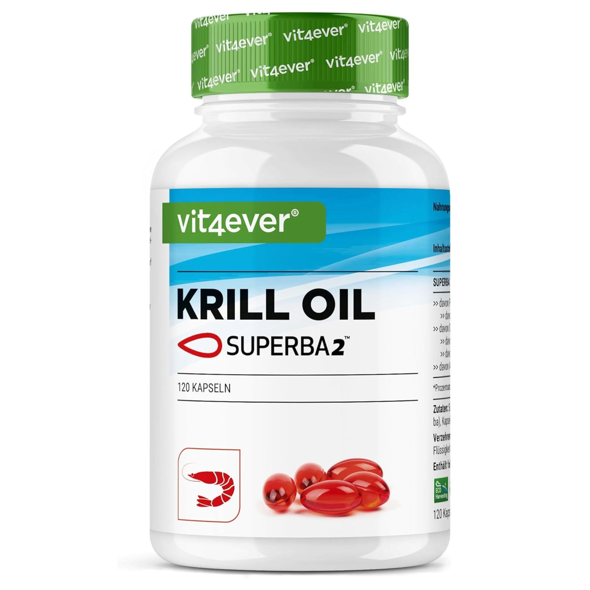 Vit4ever Huile de Krill Superba2 avec Oméga 3 & Astaxanthine 120 capsules molles - complément alimentaire | acheter en France