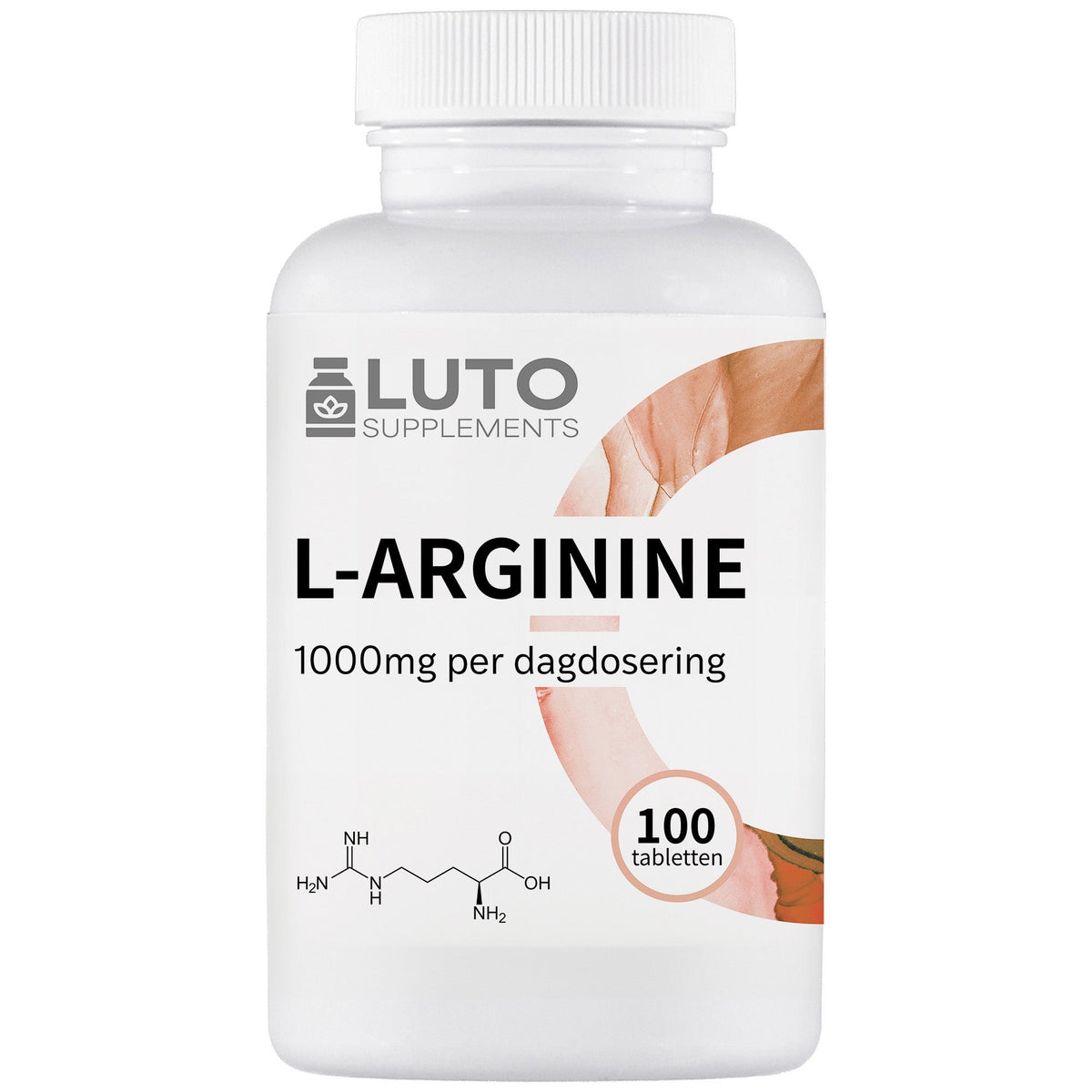 LUTO Supplements L-Arginine pot de 100 gélules - acide aminé 1000 mg par dose journalière | acheter aux Pays-Bas et en Belgique