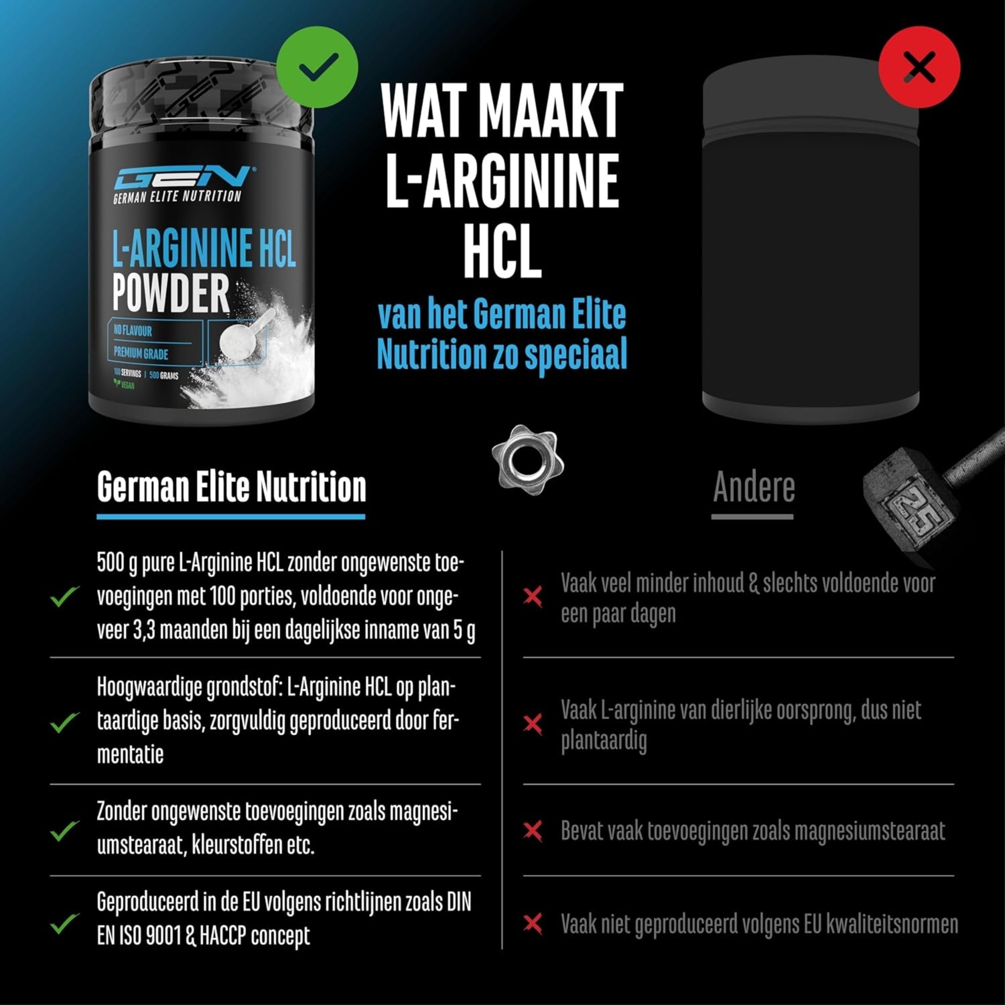 L-arginine HCL poudre atouts GEN