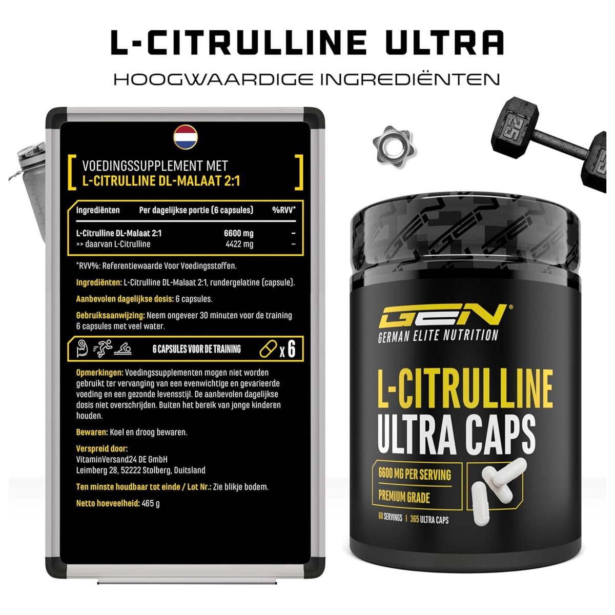 L-Citrulline Ultra Caps 6600mg | 365 gélules | German Elite Nutrition