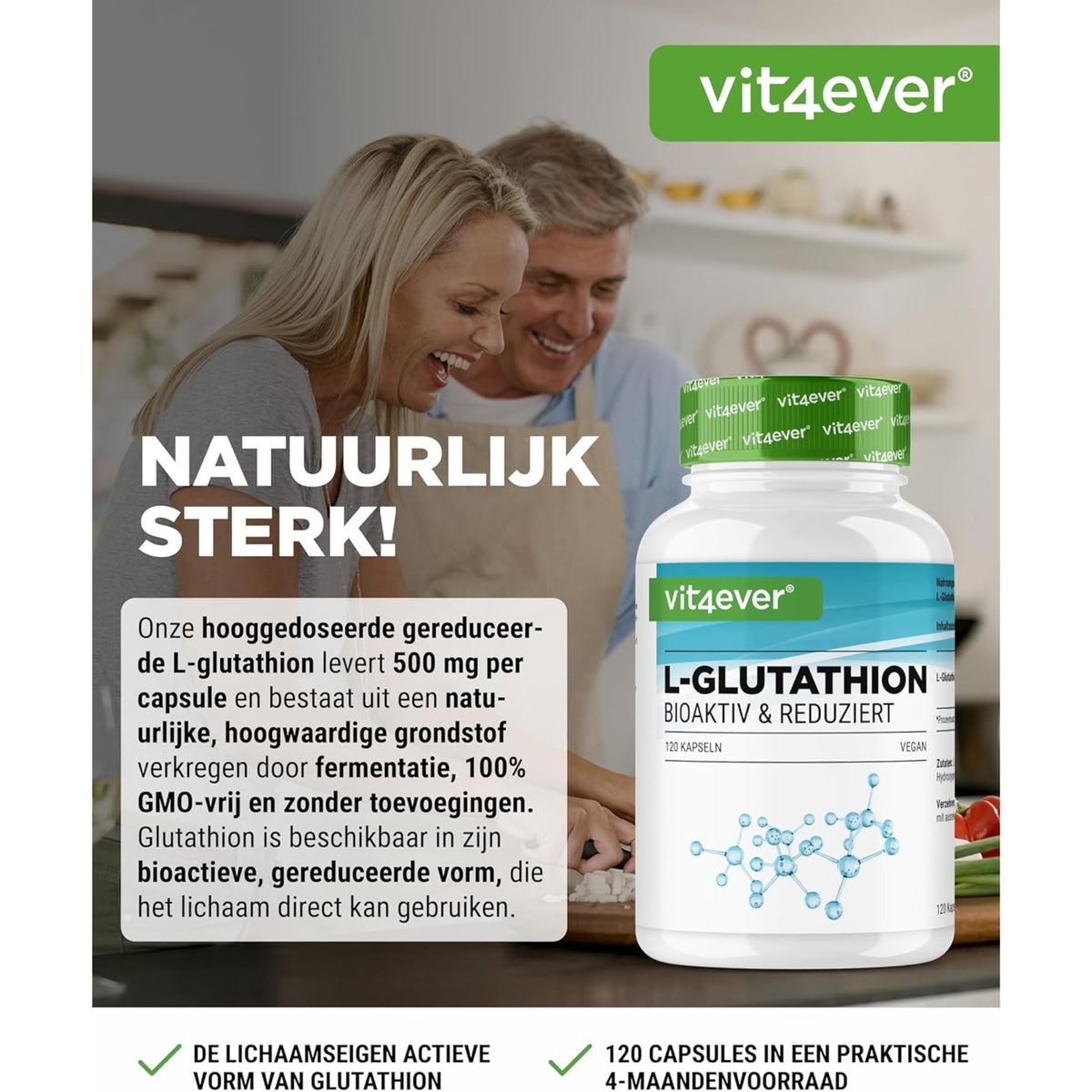 Vit4ever L-Glutathion 500mg - complément d'acides aminés sans ajouts inutiles