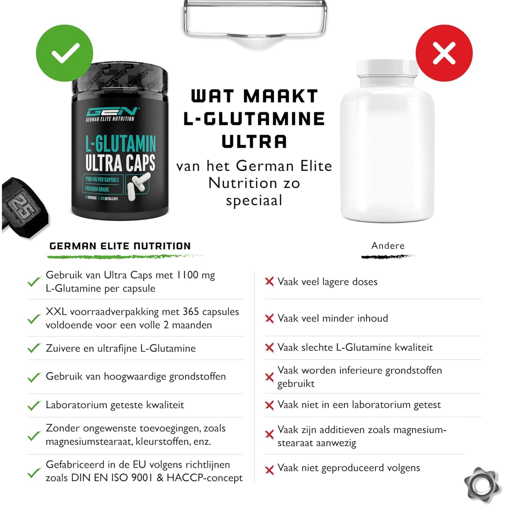 Points forts L-glutamine ultra gélules GEN