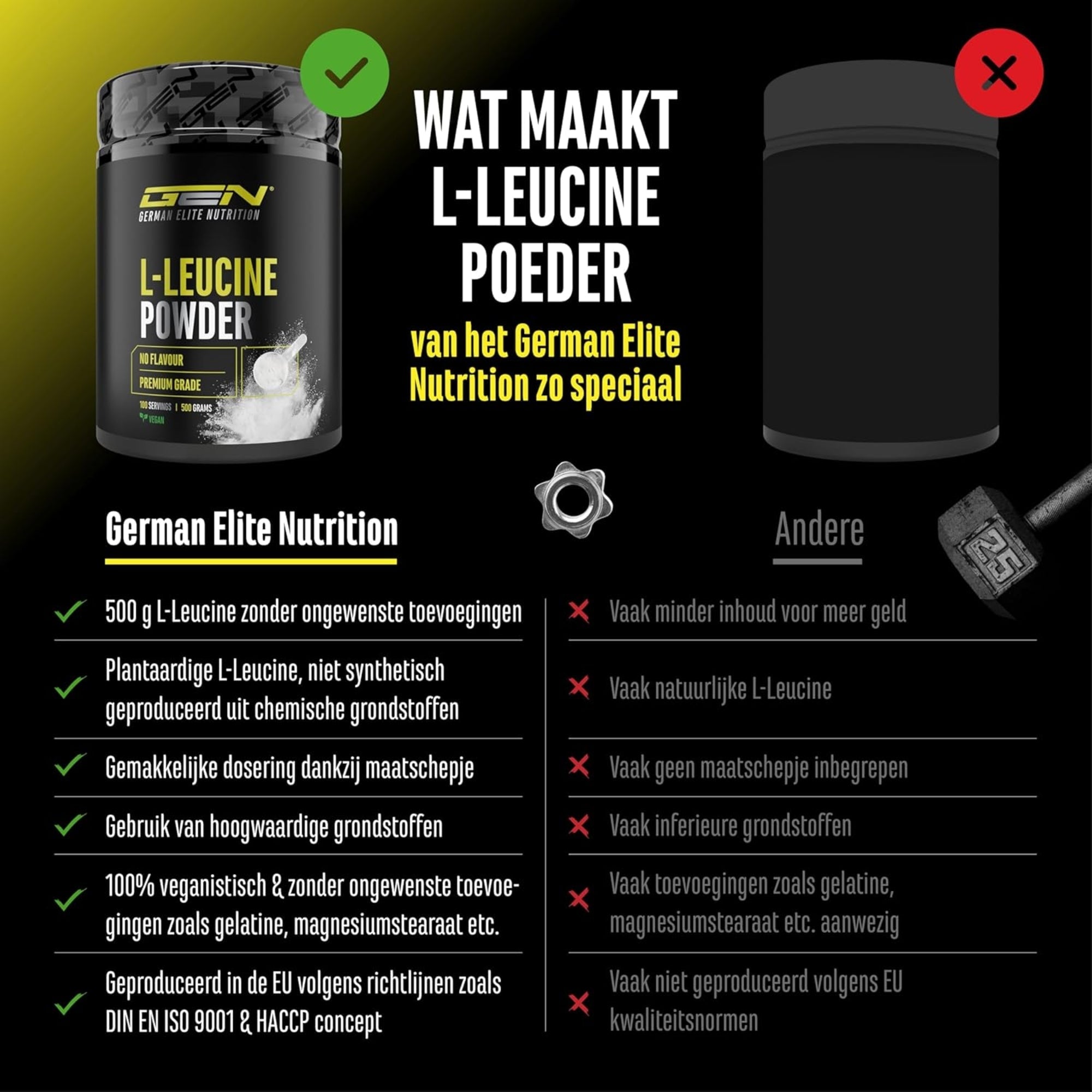 L-Leucine Powder 5000mg | 500 g | German Elite Nutrition