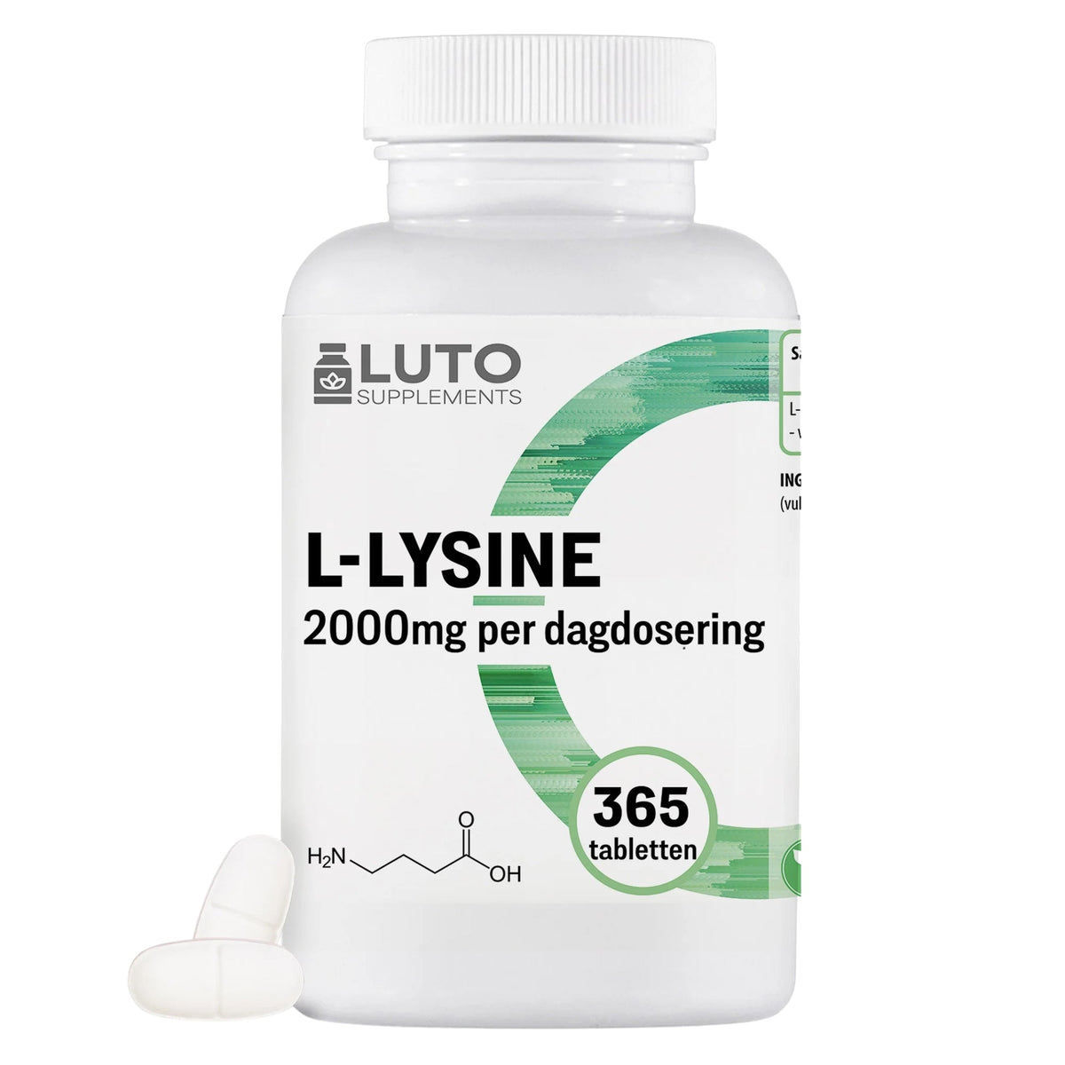 L-Lysine 365 comprimés de LUTO Supplements, 2000 mg de L-lysine HCL par dose journalière