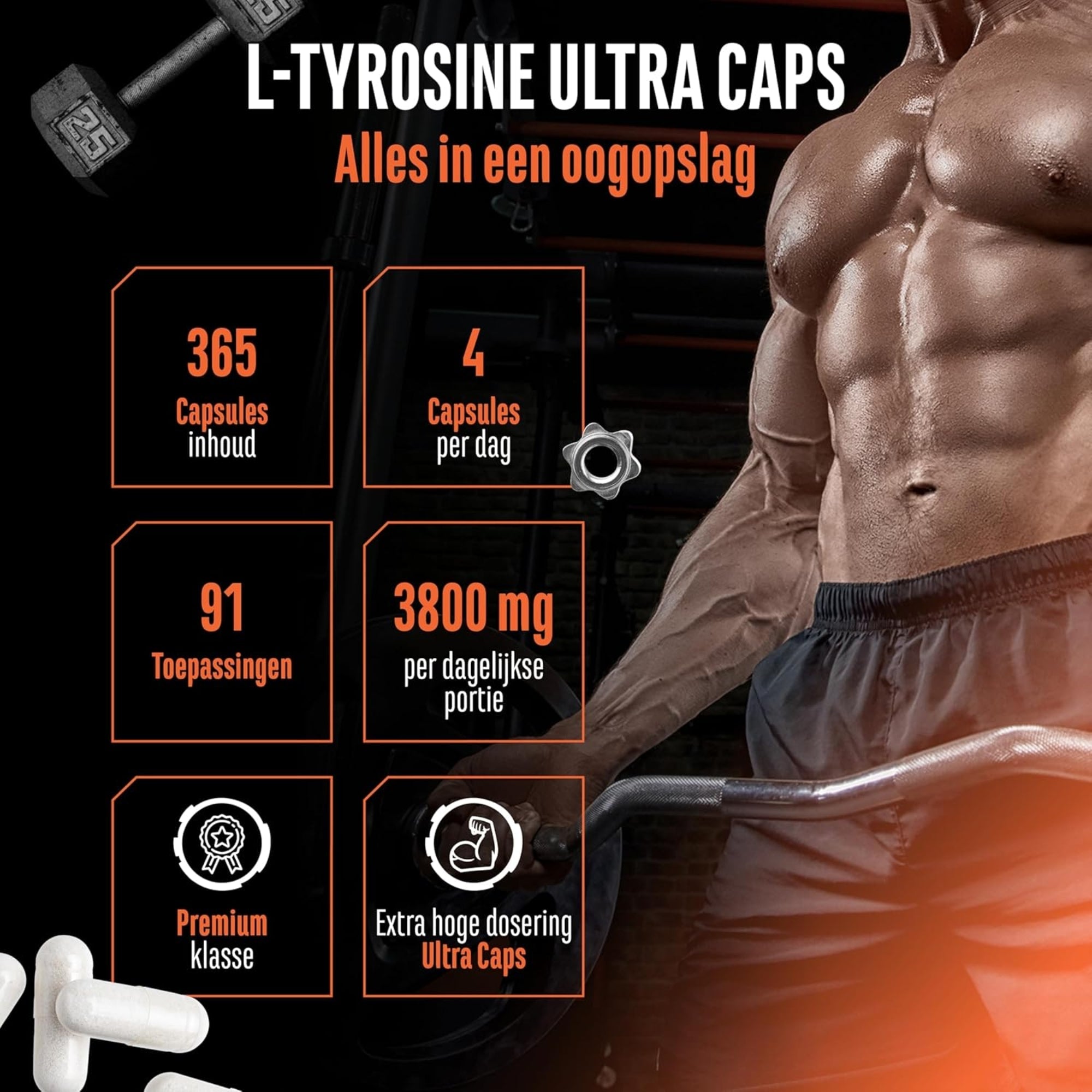 L-Tyrosine Ultra 950mg | 365 Gélules | German Elite Nutrition