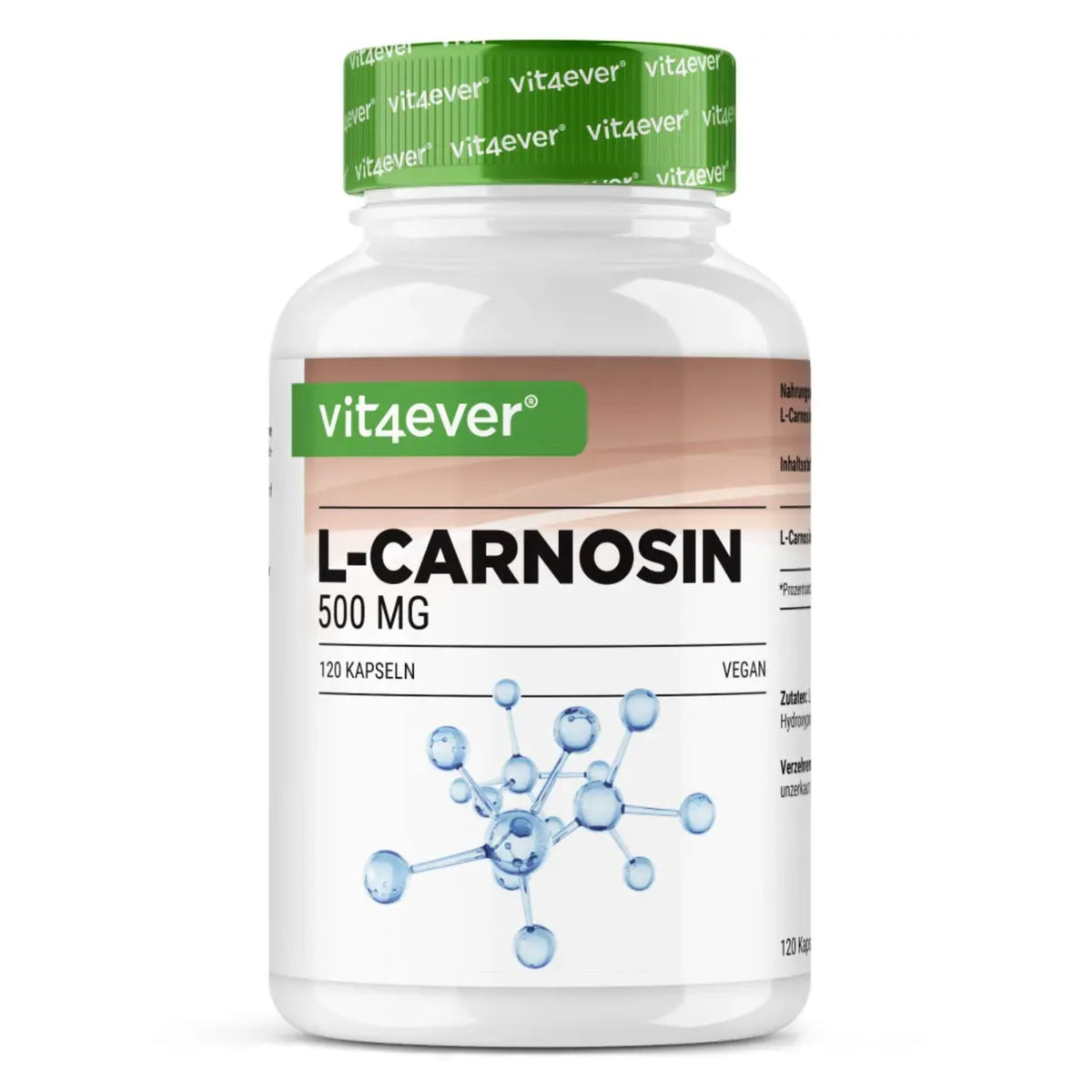 L-Carnosine 500mg 120 gélules vue de face