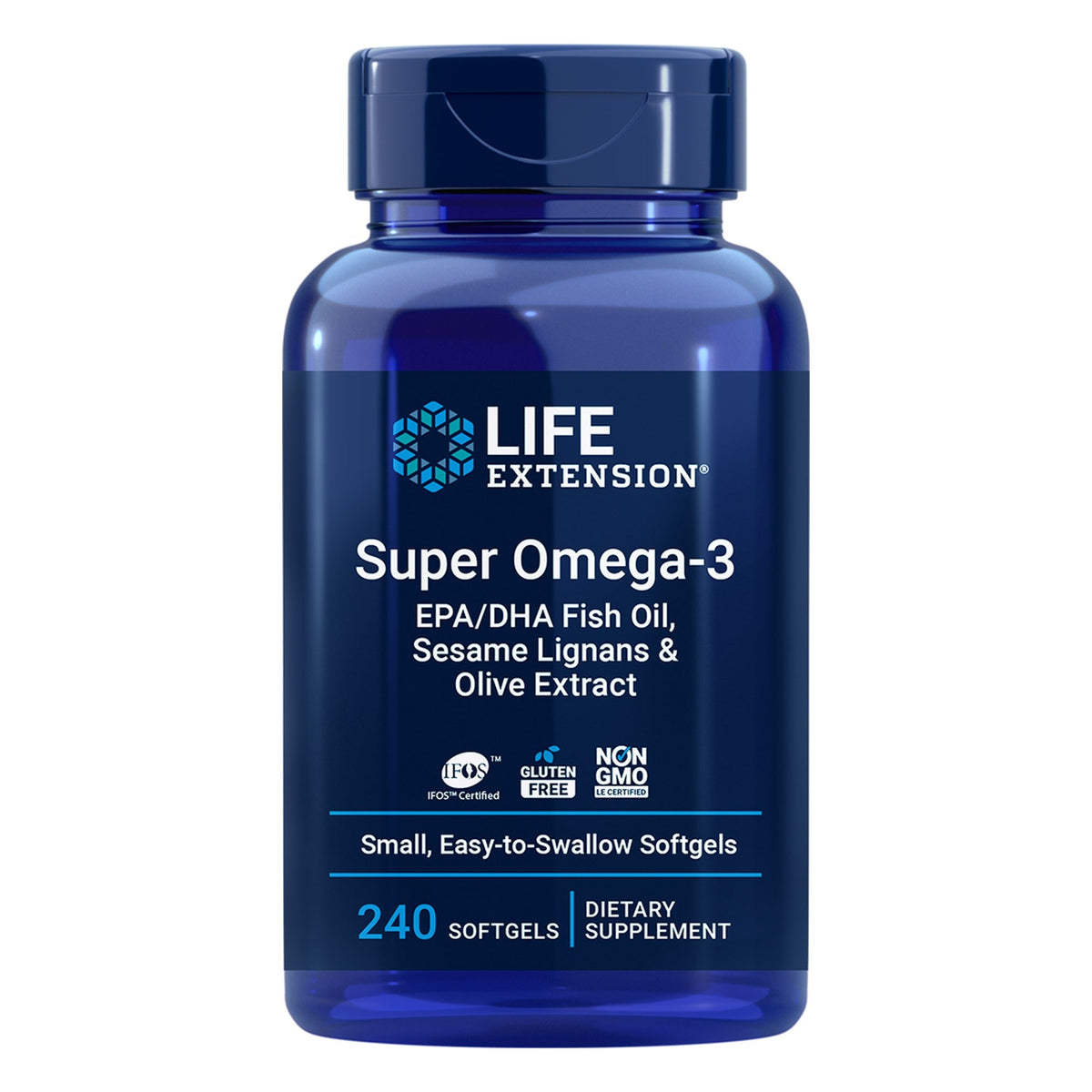 Super Omega-3 EPA/DHA avec Lignanes de Sésame & Extrait d'Olive - 240 softgels - Life Extension