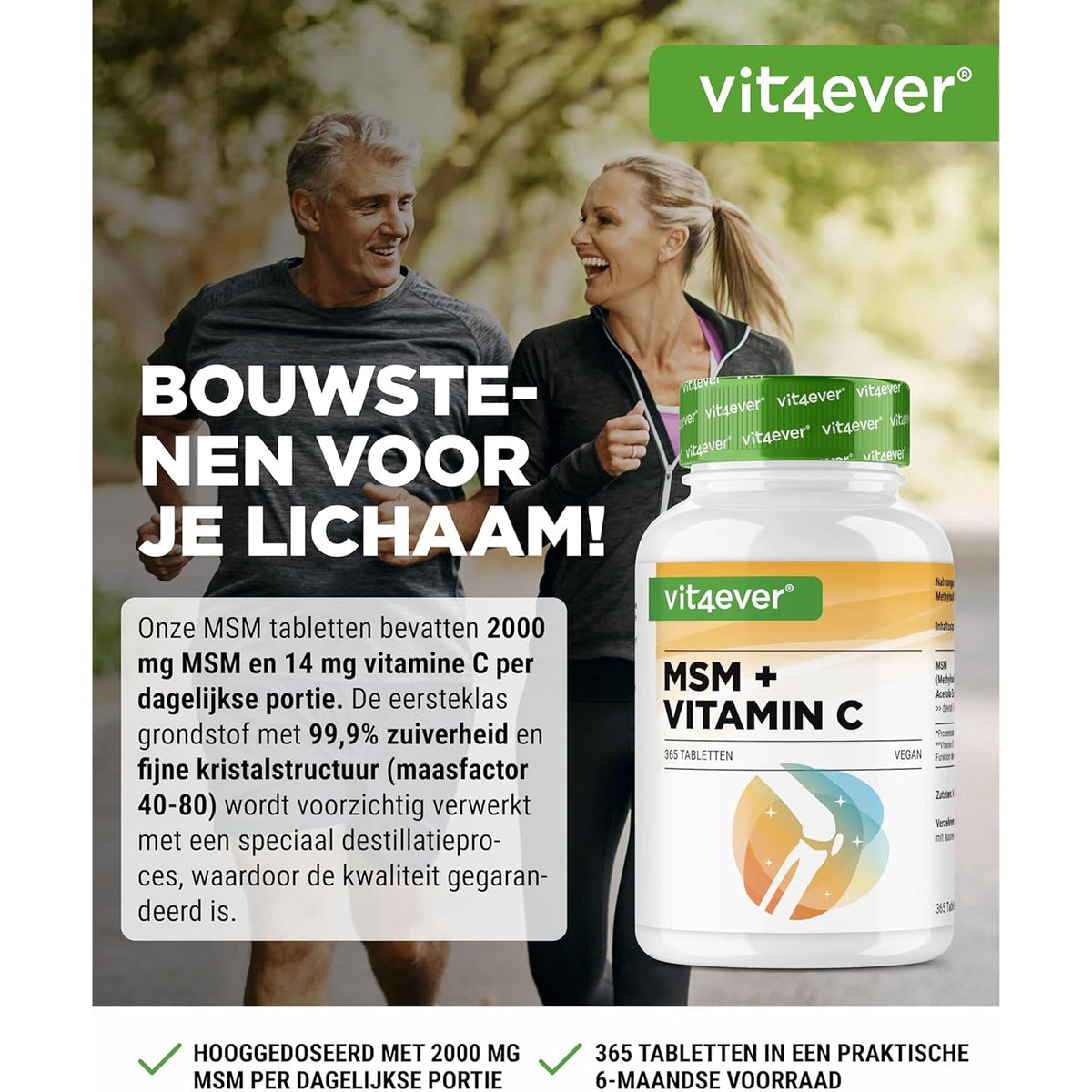 Vit4ever MSM + Vitamine C 2000mg 365 comprimés - complément minéral | acheter en France
