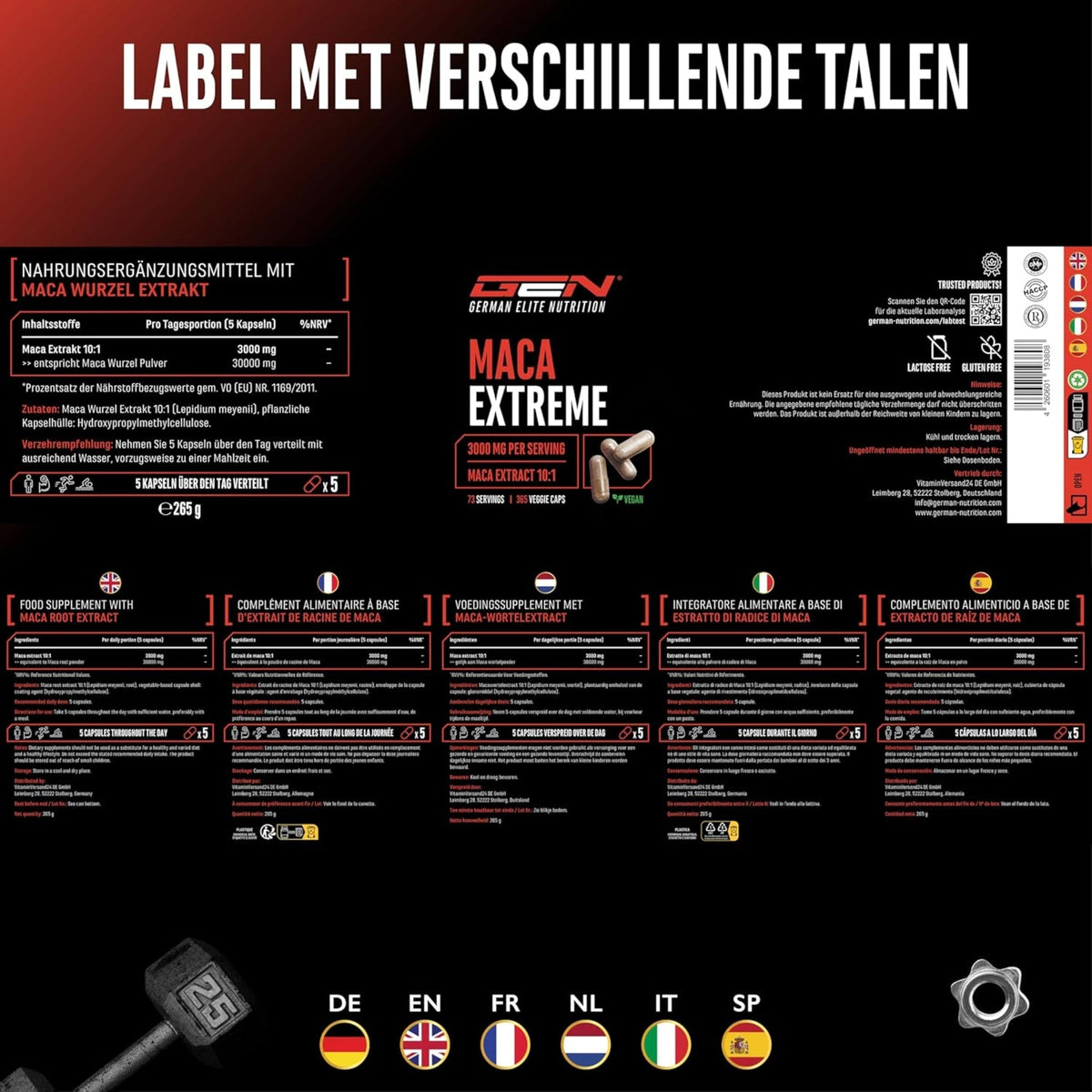 Maca Extreme (Extrait de Maca 10:1 600mg) | 365 Gélules | German Elite Nutrition
