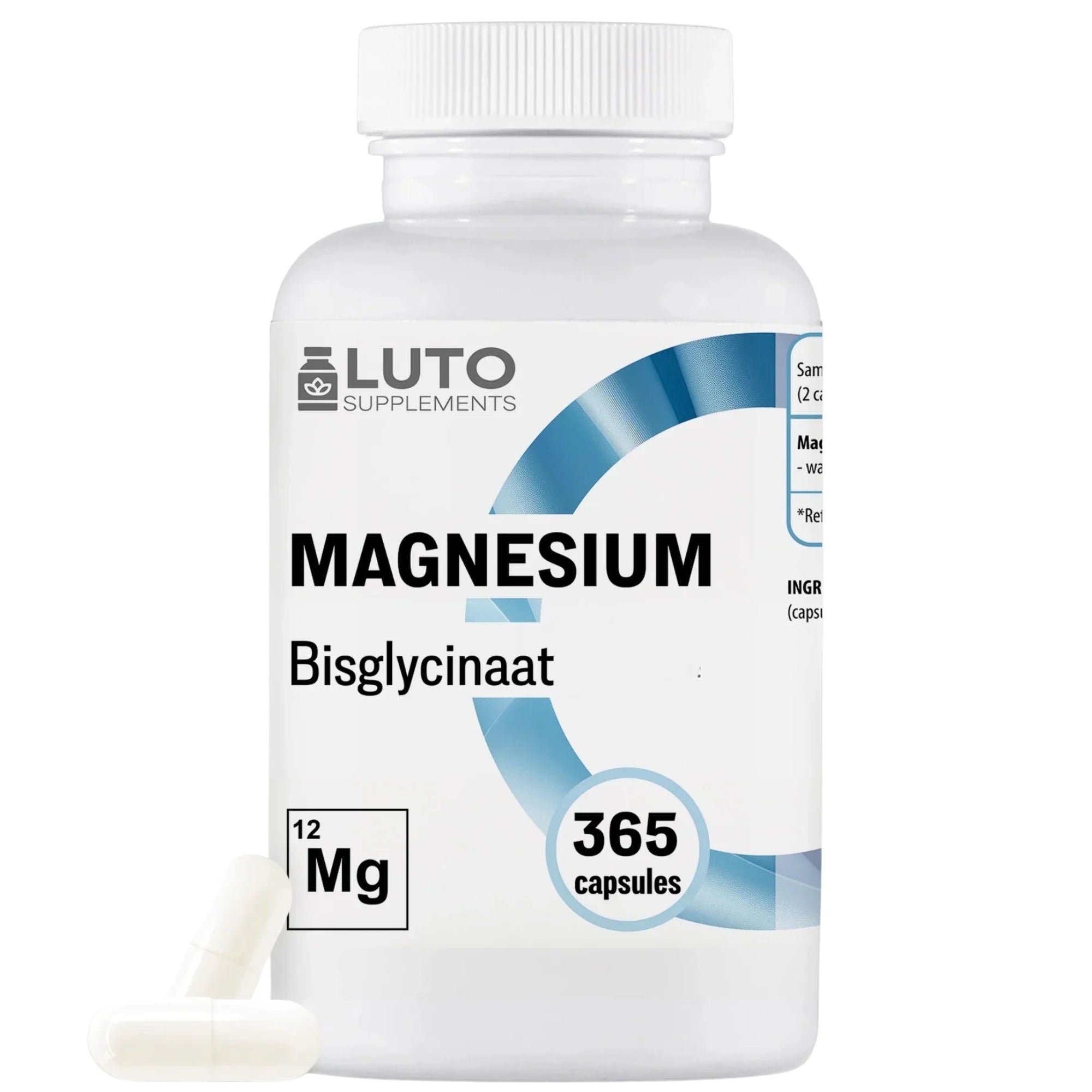 LUTO Supplements Magnésium Bisglycinate pot de 365 gélules - magnésium bien assimilable | à acheter en France