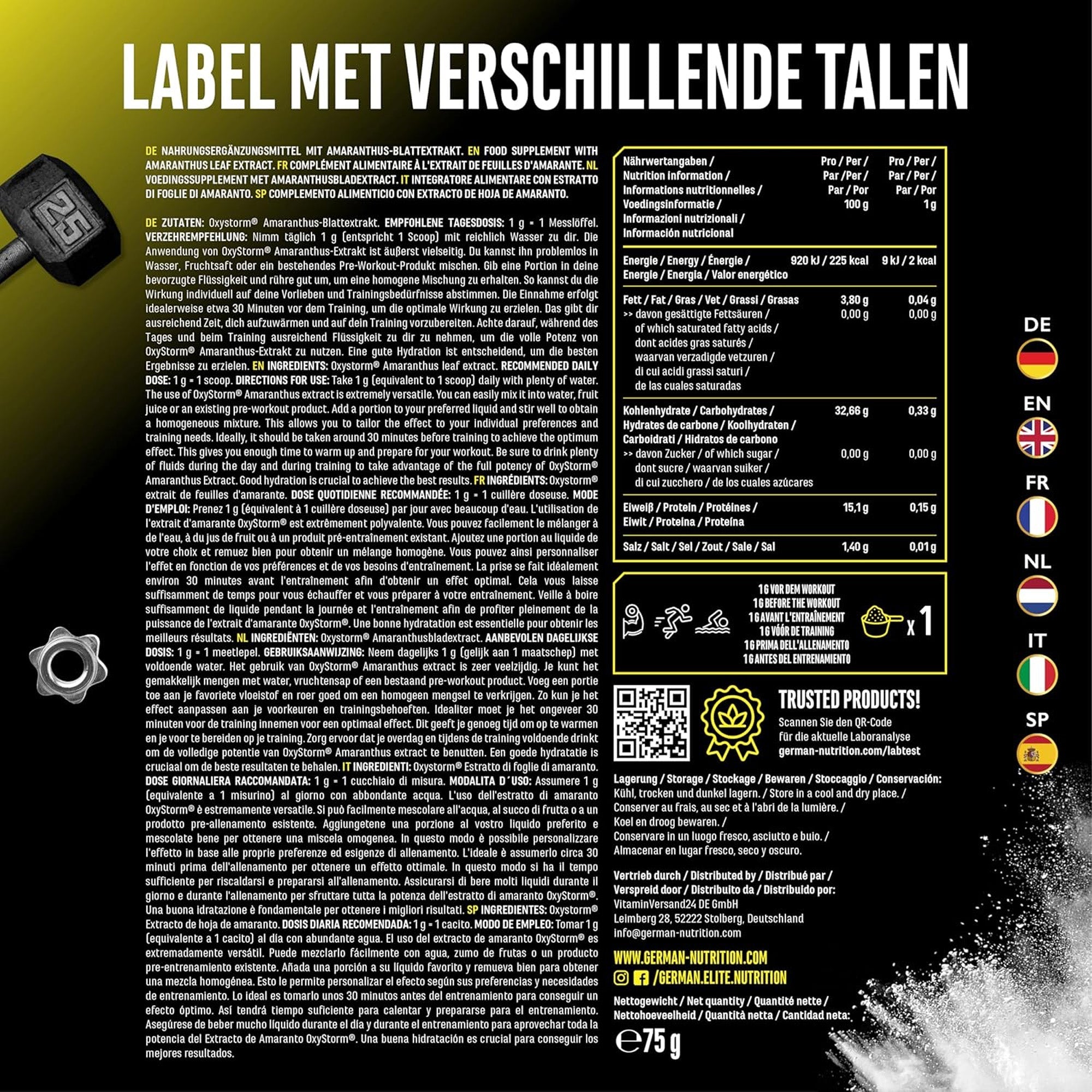 OxyStorm® Poudre de Nitrate | 75 g | German Elite Nutrition