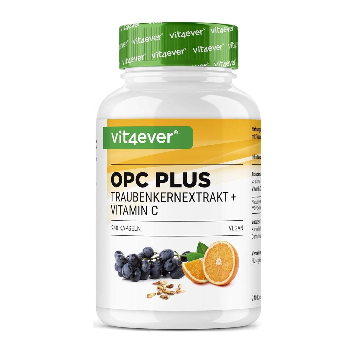Vit4ever OPC Extrait de Pépins de Raisin + Vitamine C - complément à base de plantes | acheter en France