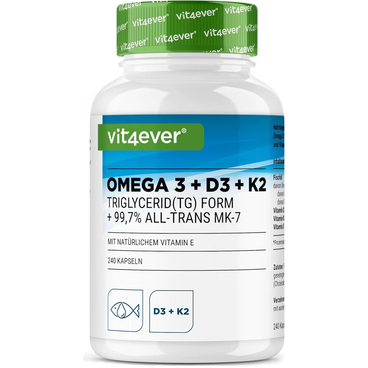 Vit4ever Complexe Oméga 3 + D3 + K2 240 gélules - complément alimentaire | acheter en France