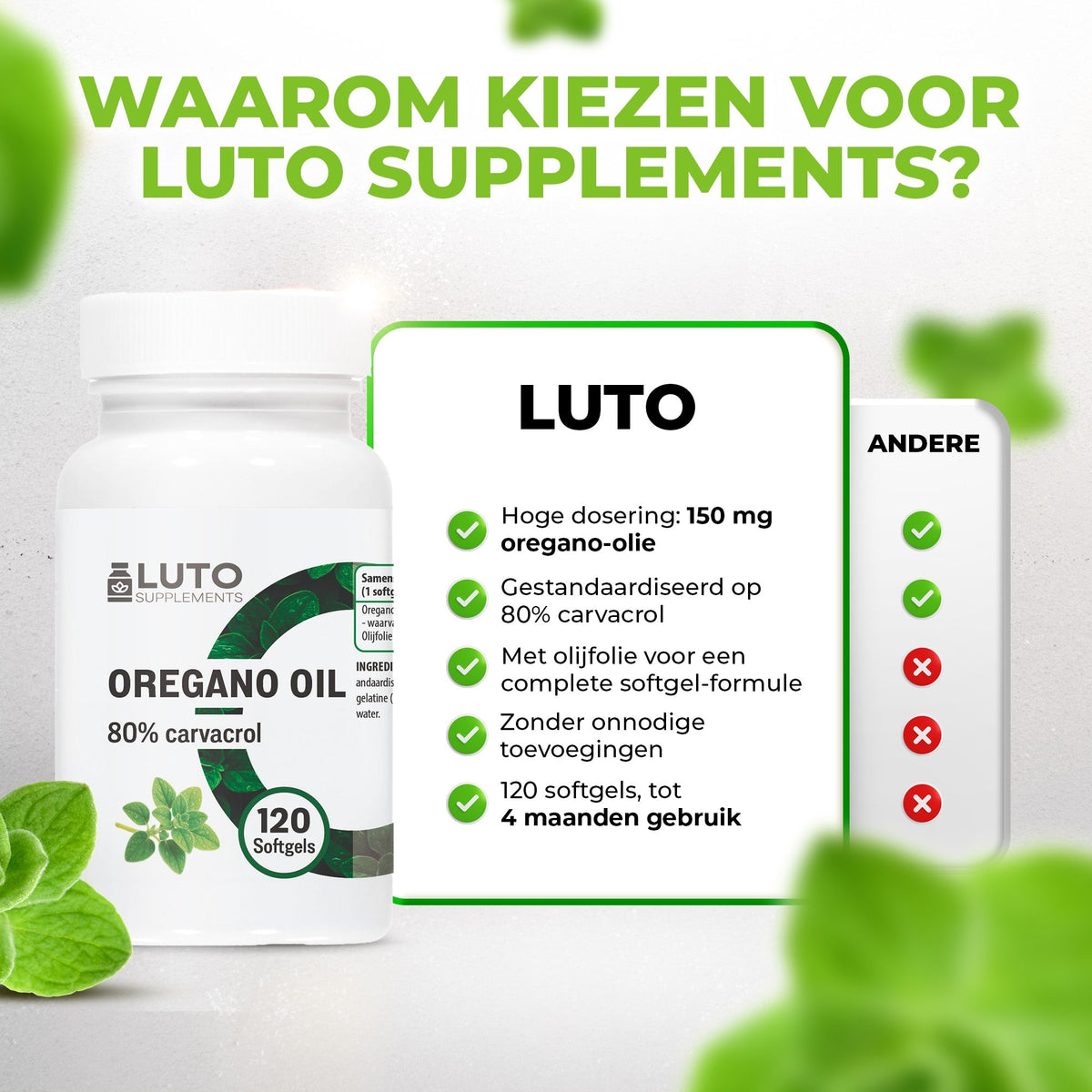 Pourquoi choisir LUTO Oregano Oil - 150 mg d'huile d'origan avec huile d'olive jusqu'à 4 mois d'utilisation
