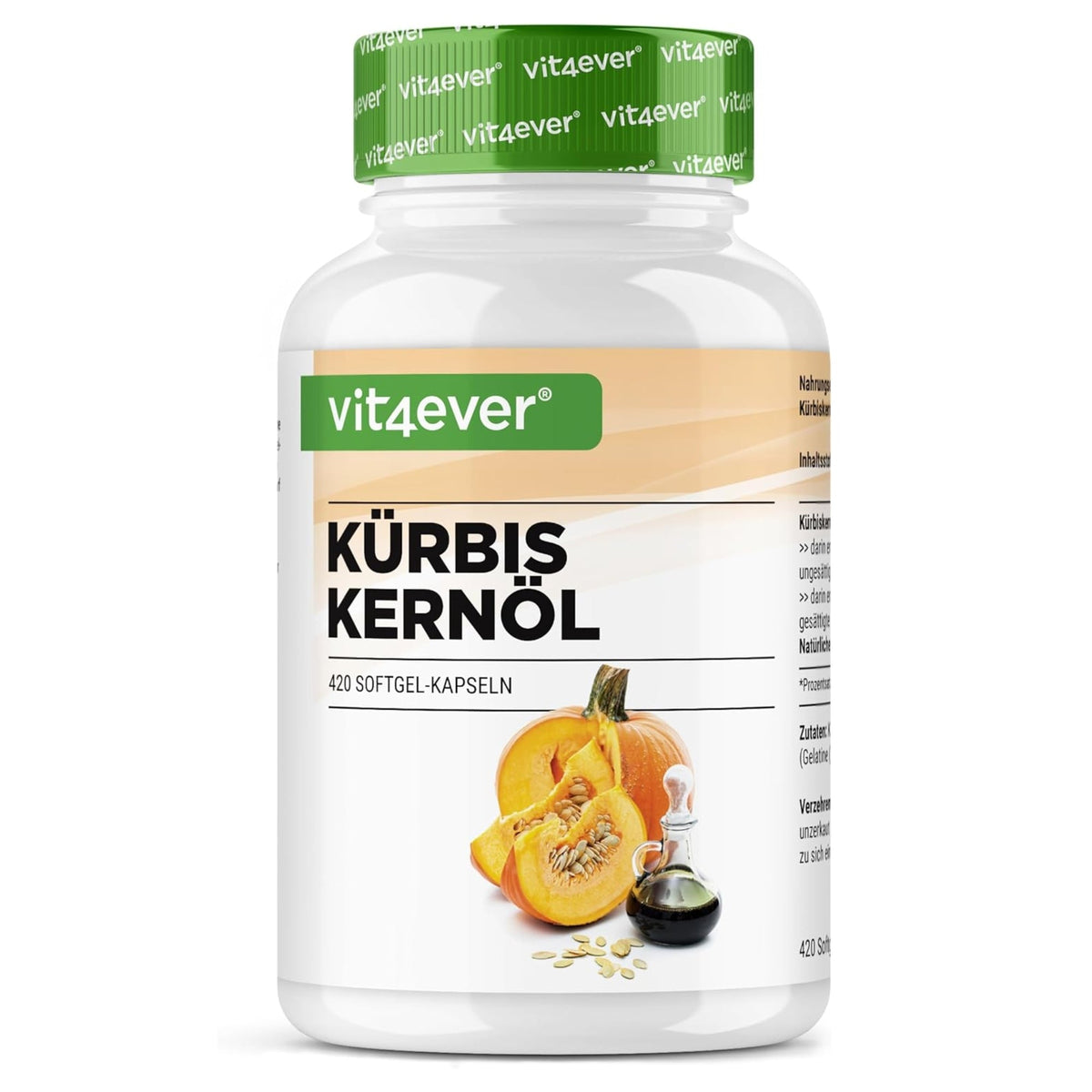 Vit4ever Huile de graines de courge + vitamine E naturelle 420 capsules molles - complément à base de plantes | acheter en France