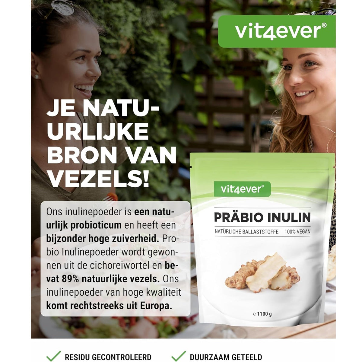 Vit4ever Inuline Poudre - complément à base de plantes sans ajouts inutiles