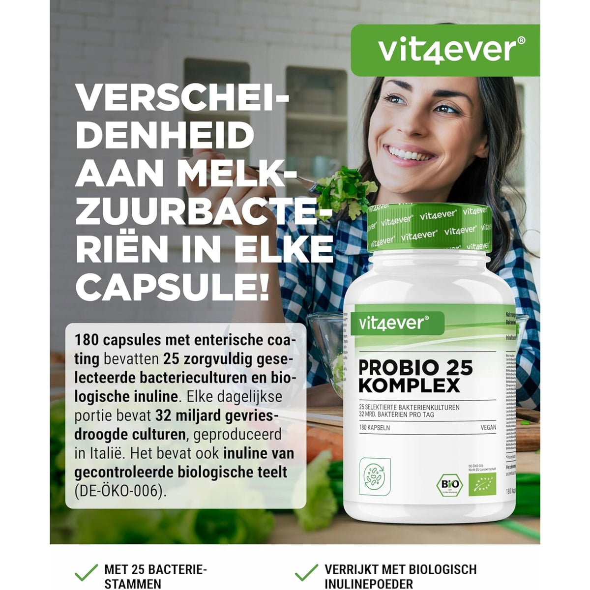 Vit4ever Complexe Probiotique (Probio 25) - complément alimentaire sans additifs inutiles