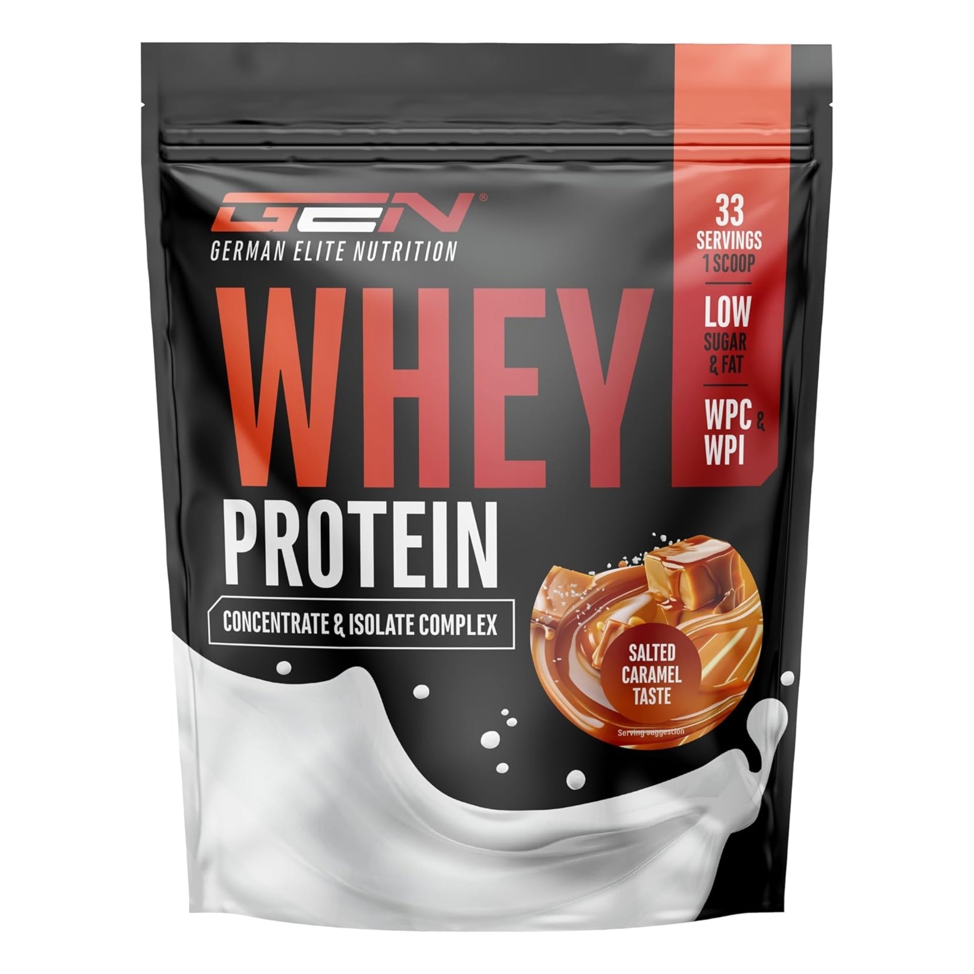 Whey Protein Complex de German Elite Nutrition, saveur caramel salé