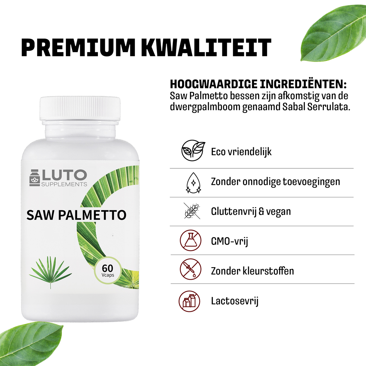 Qualité premium gélules LUTO Saw Palmetto - vegan, végétarien, sans colorants artificiels